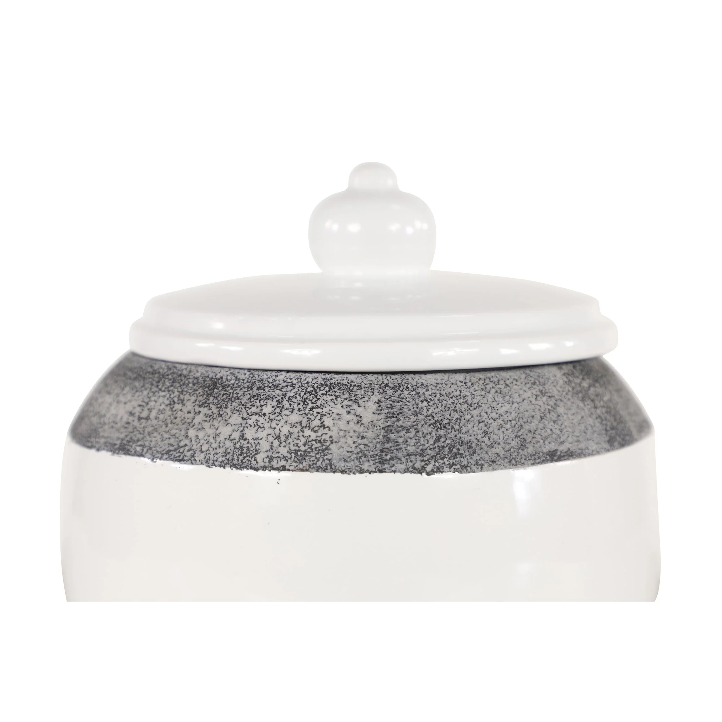 Textured Grey/ Glossy White Ceramic Jars with Lids (Set of 2) - 7 x 7 x 8