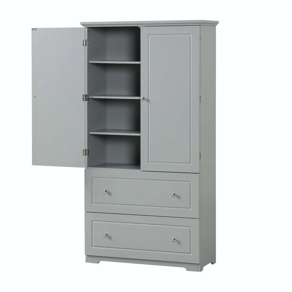 Tall Bathroom Storage Cabinet with Drawers and Adjustable Shelf