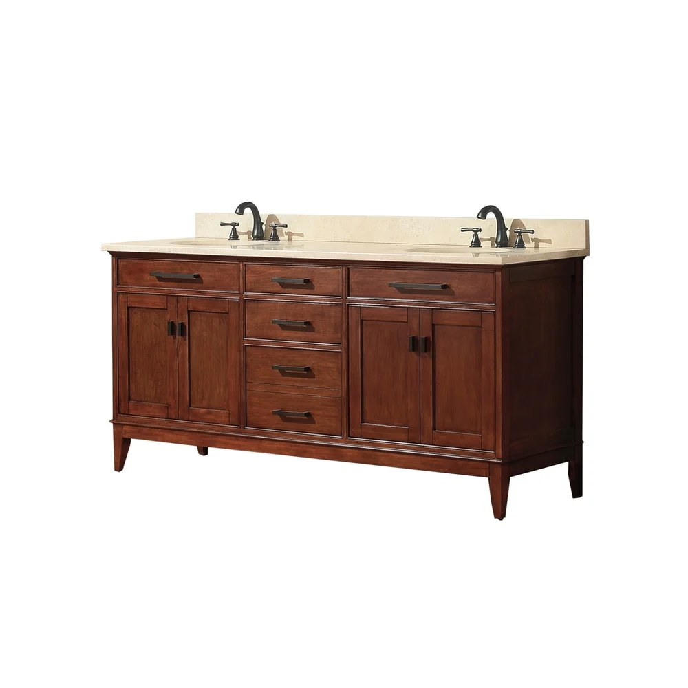 Avanity Madison 72-inch Double Vanity in Tobacco Finish with Dual Sinks and Top