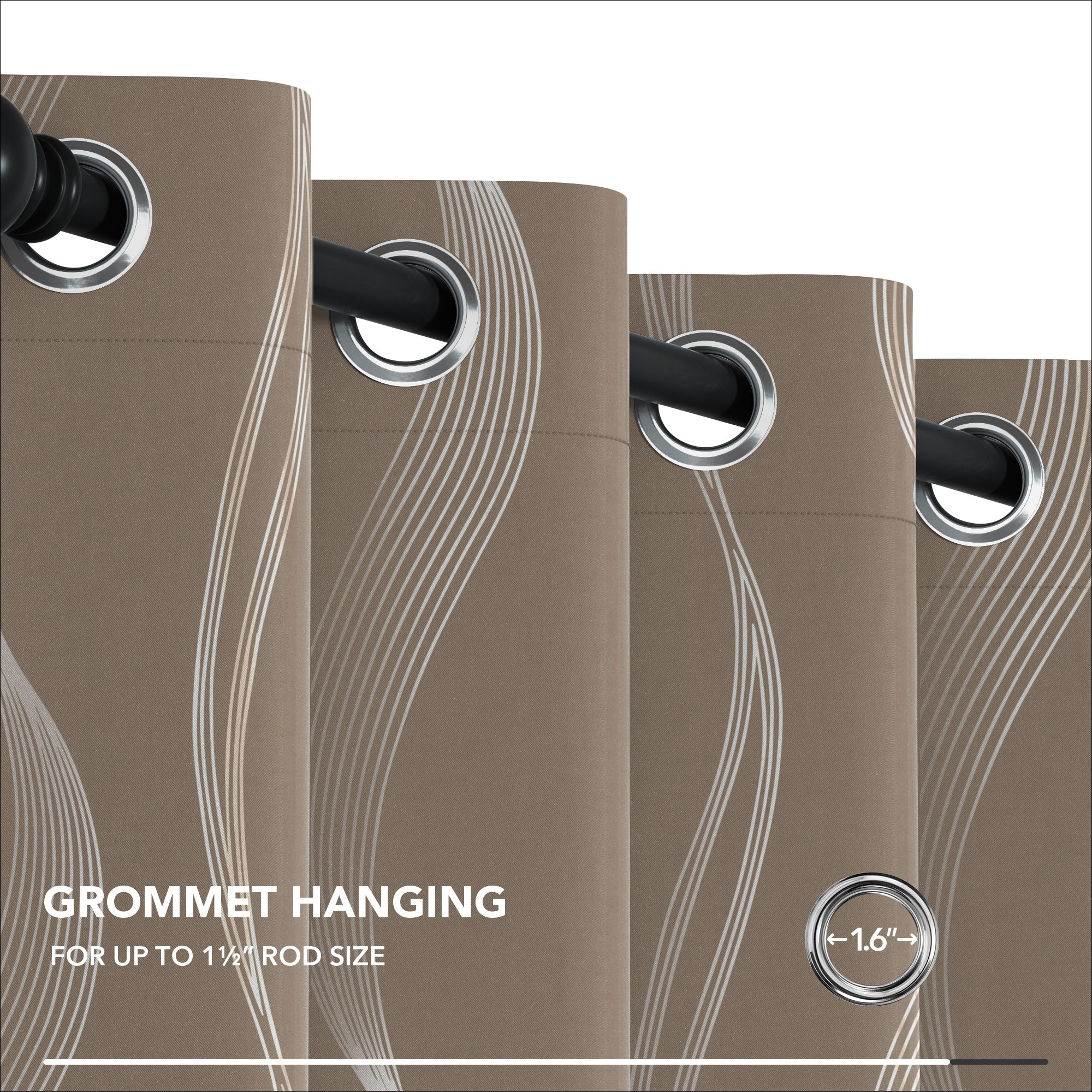 Deconovo Silver Wave 52 Width Curtain Panel Pair (2 Panel)