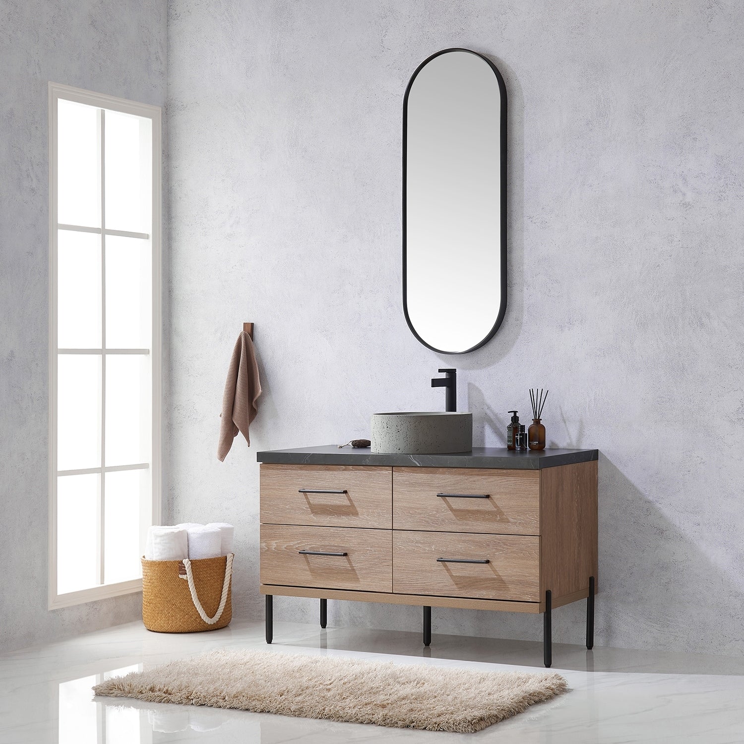 Trento Bath Vanity with Sintered Stone Top with Concrete Sink (R)