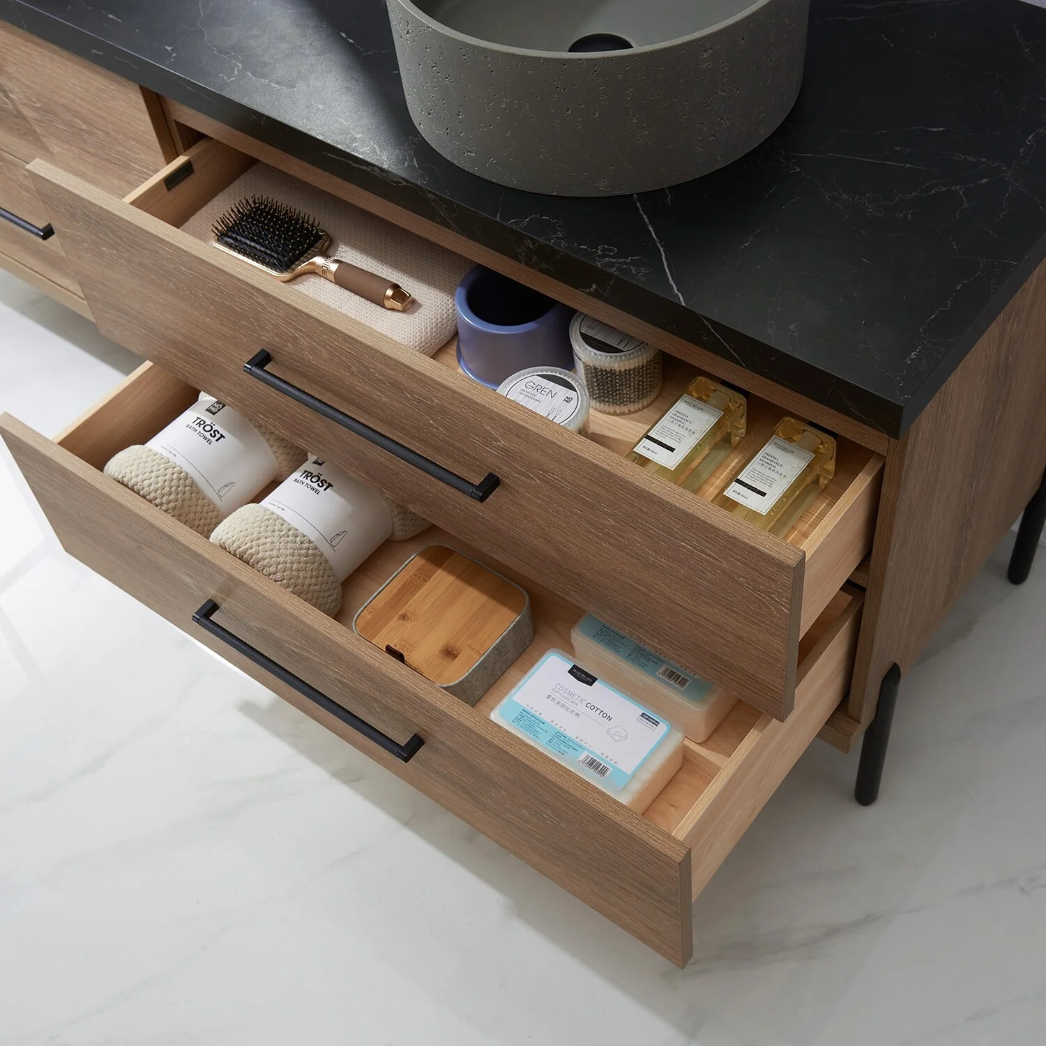Trento Bath Vanity with Sintered Stone Top with Concrete Sink (R)