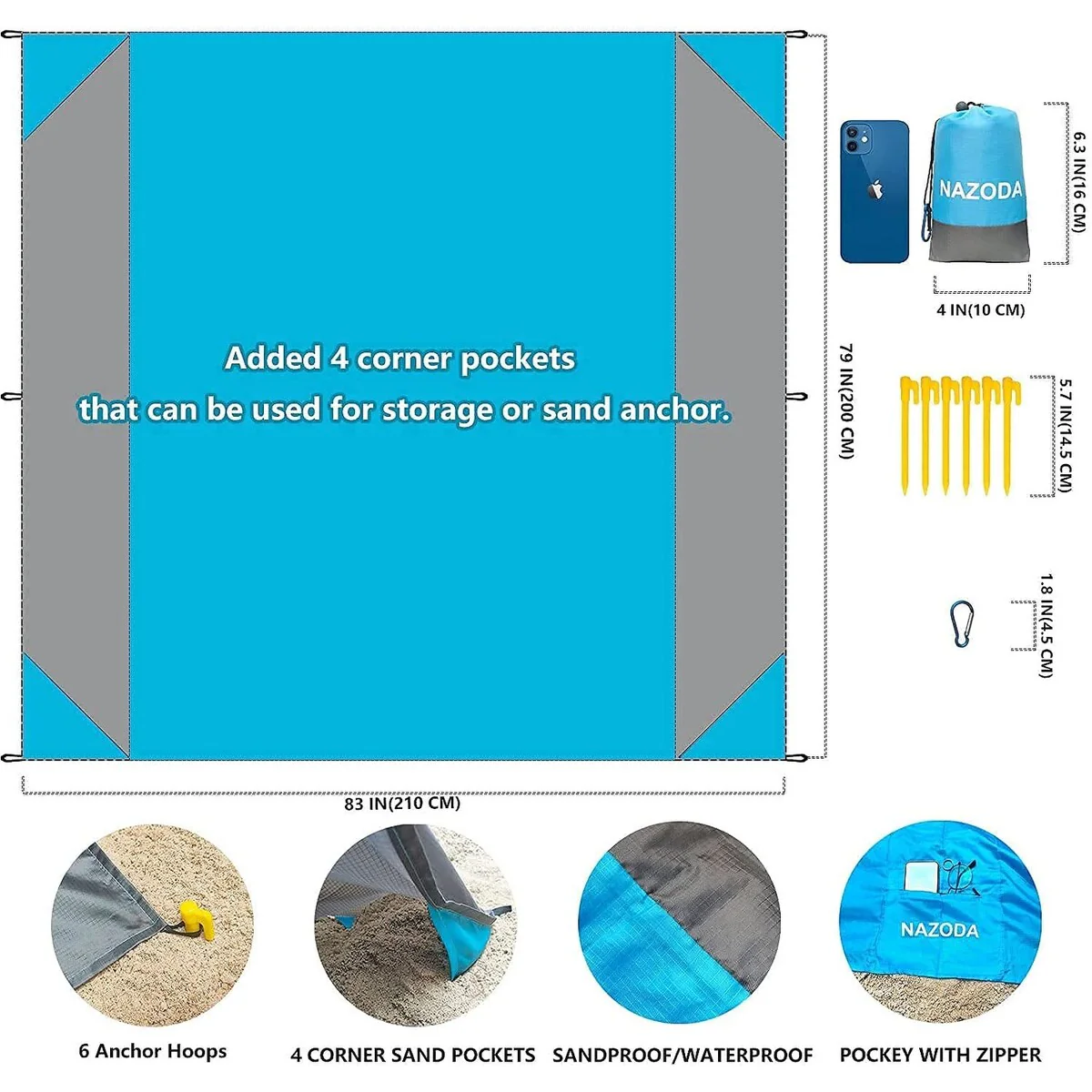 Sandproof Beach Blanket - Oversized Sand Free Beach Mat