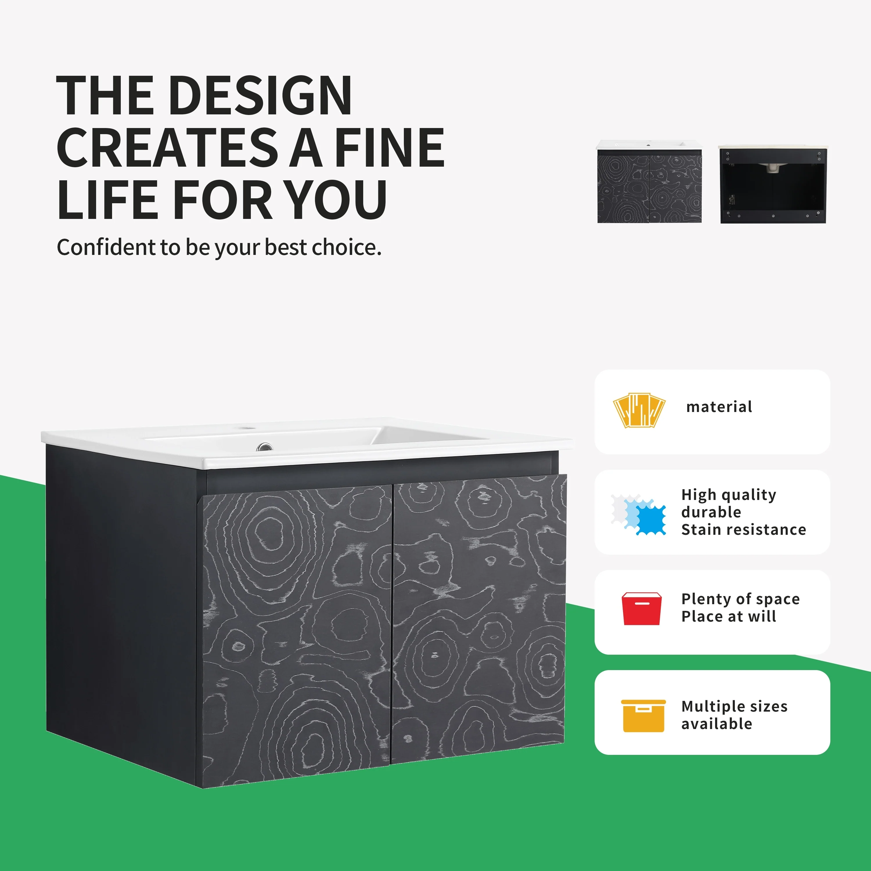 BNK 24/30/48 Inch Double Sink Bathroom Vanity with Soft Close Door