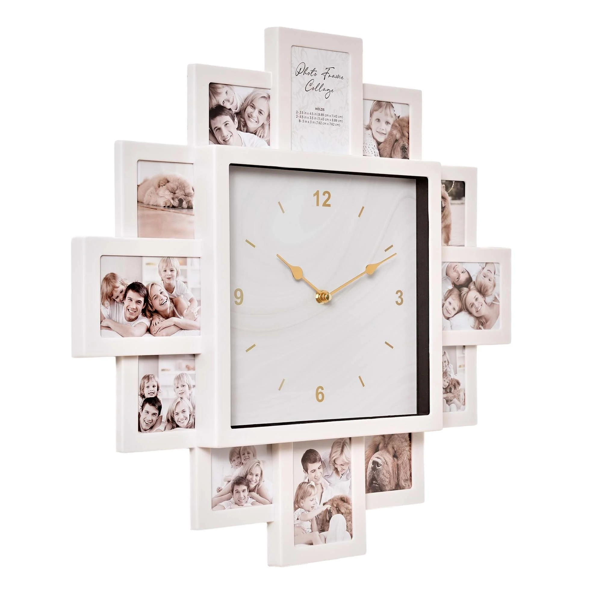American Art Decor Picture Frame Collage Wall Clock 12 Photo Display Slots