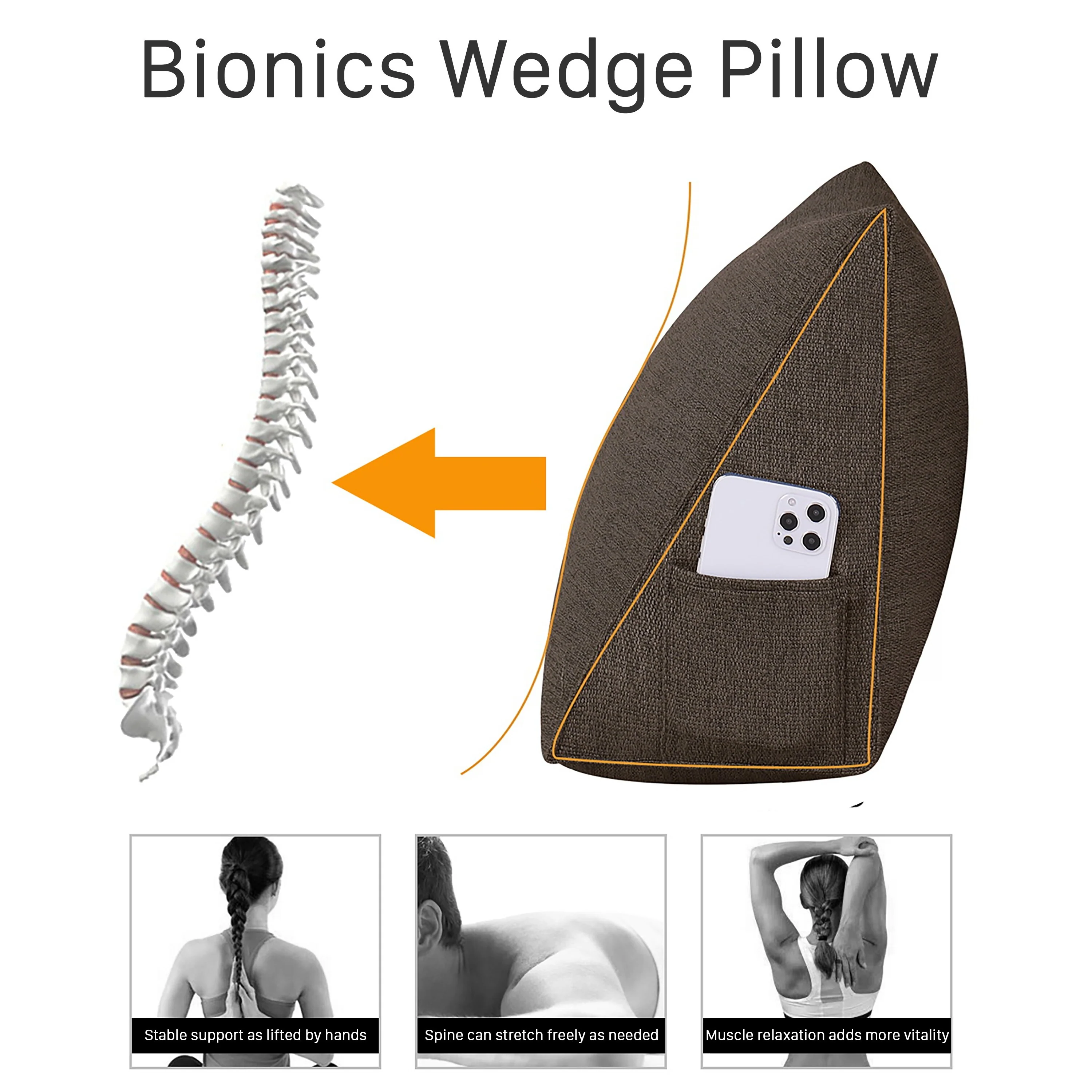 WOWMAX Bed Rest Wedge Reading Pillow Sofa Daybed Triangle Cushion 24