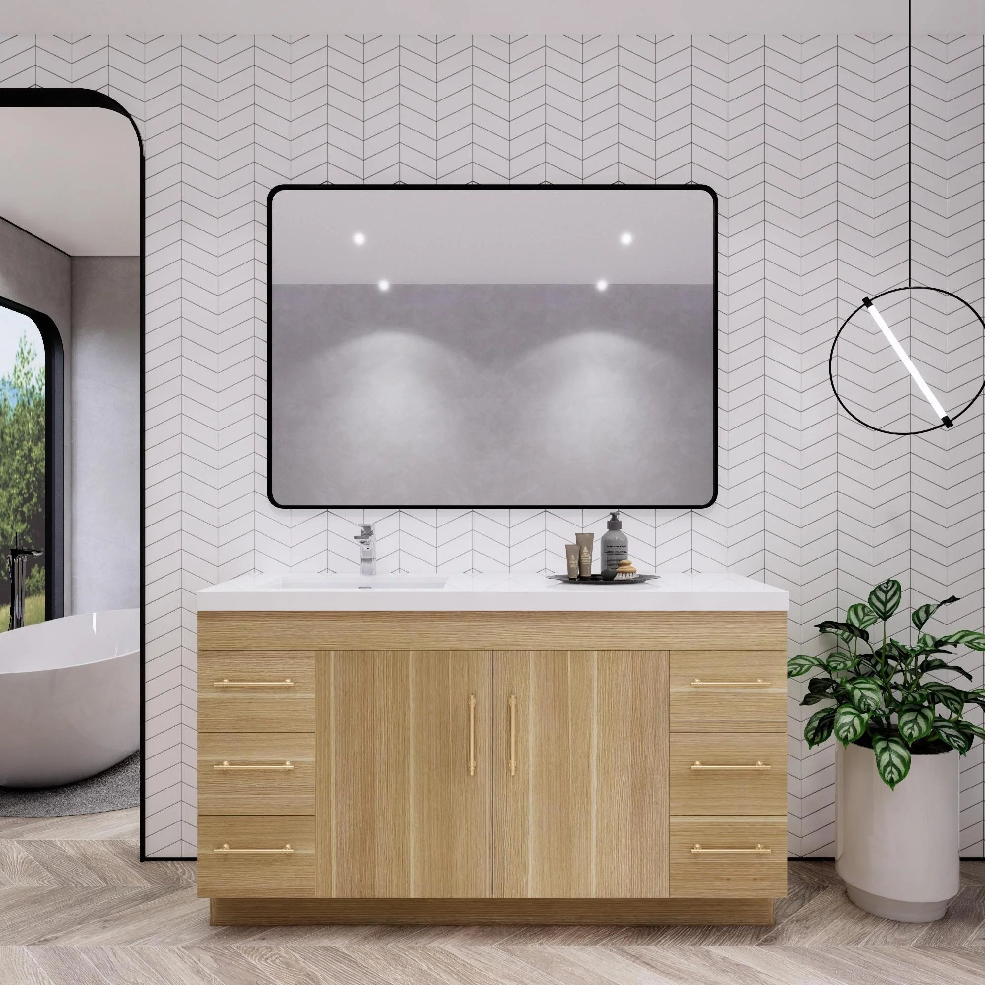 Eliza 60'' Freestanding Vanity with Single Sink on the Left