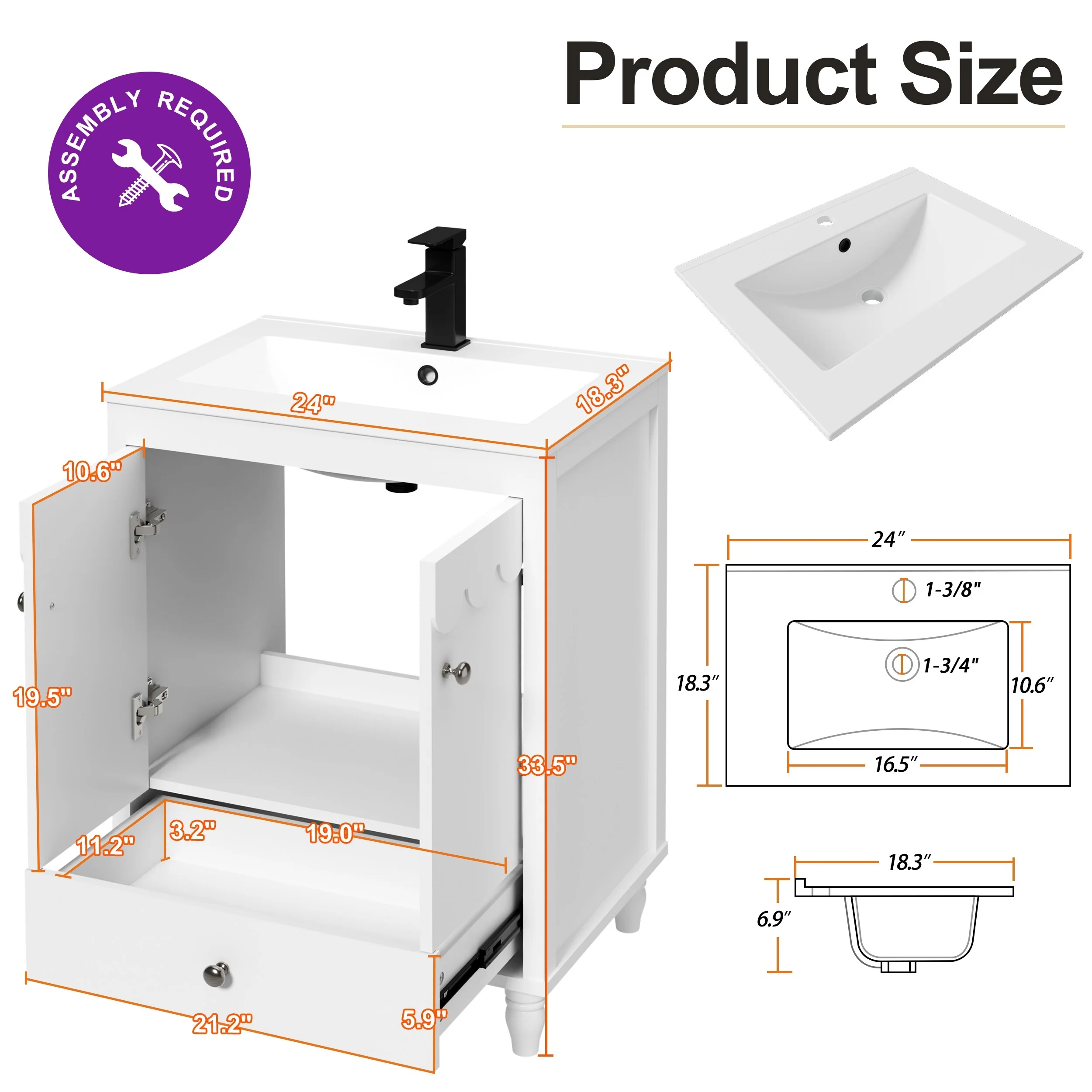 Lace Trim Freestanding Bathroom Vanity Set - Perfect for Bathrooms