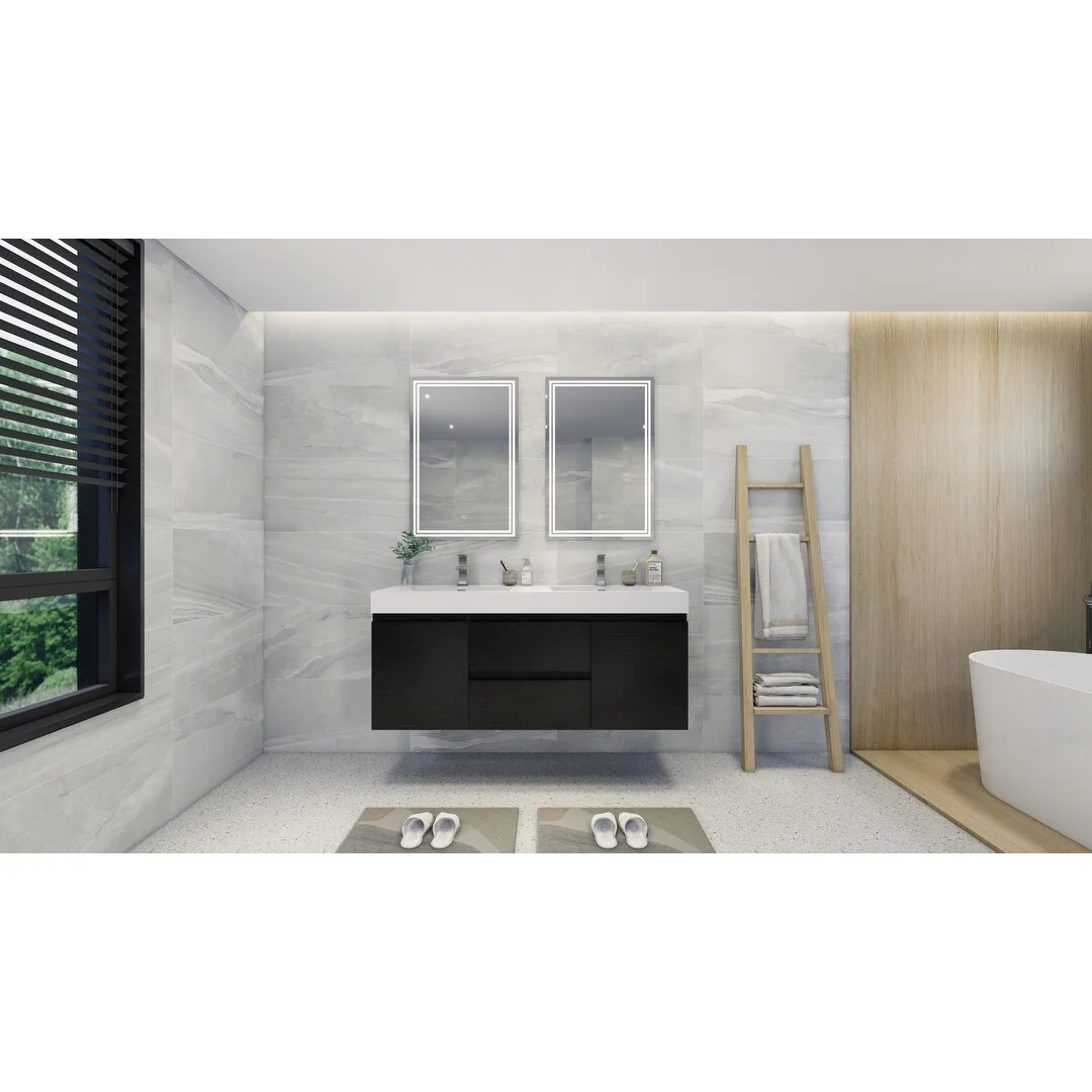 Baillie 60'' Wall-Mounted Vanity with Double Reinforced Acrylic Sink