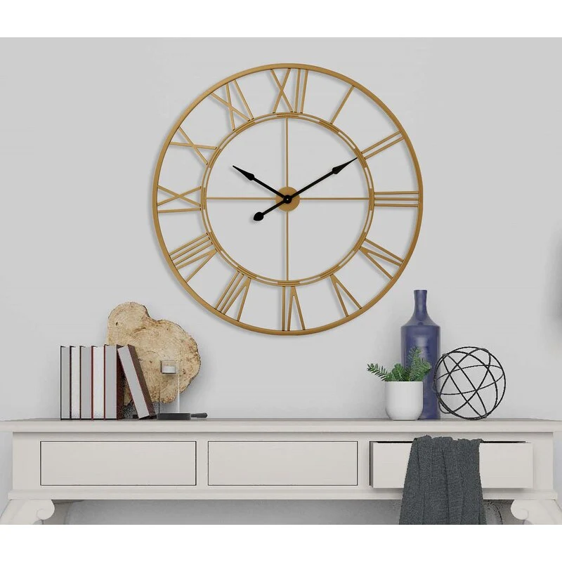 UTOPIA ALLEY Oversized Roman Round Wall Clock - Large Wall Clock, Roman Numeral Wall Clock, Decorative Wall Clock 43.5