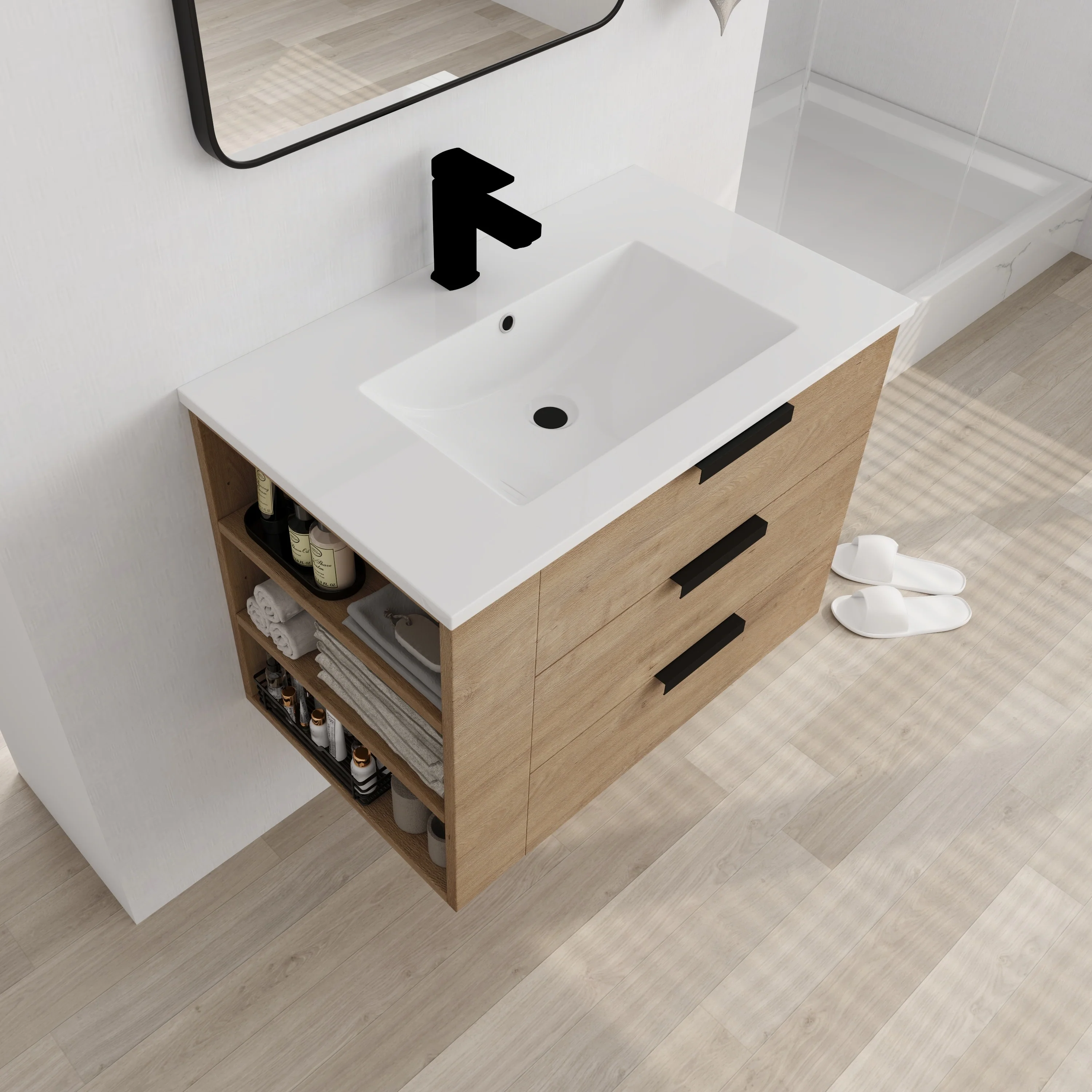 Beingnext 30''/36'' Single Sink Floating Bathroom Vanity with Soft Close Drawer and Adjustable Shelf