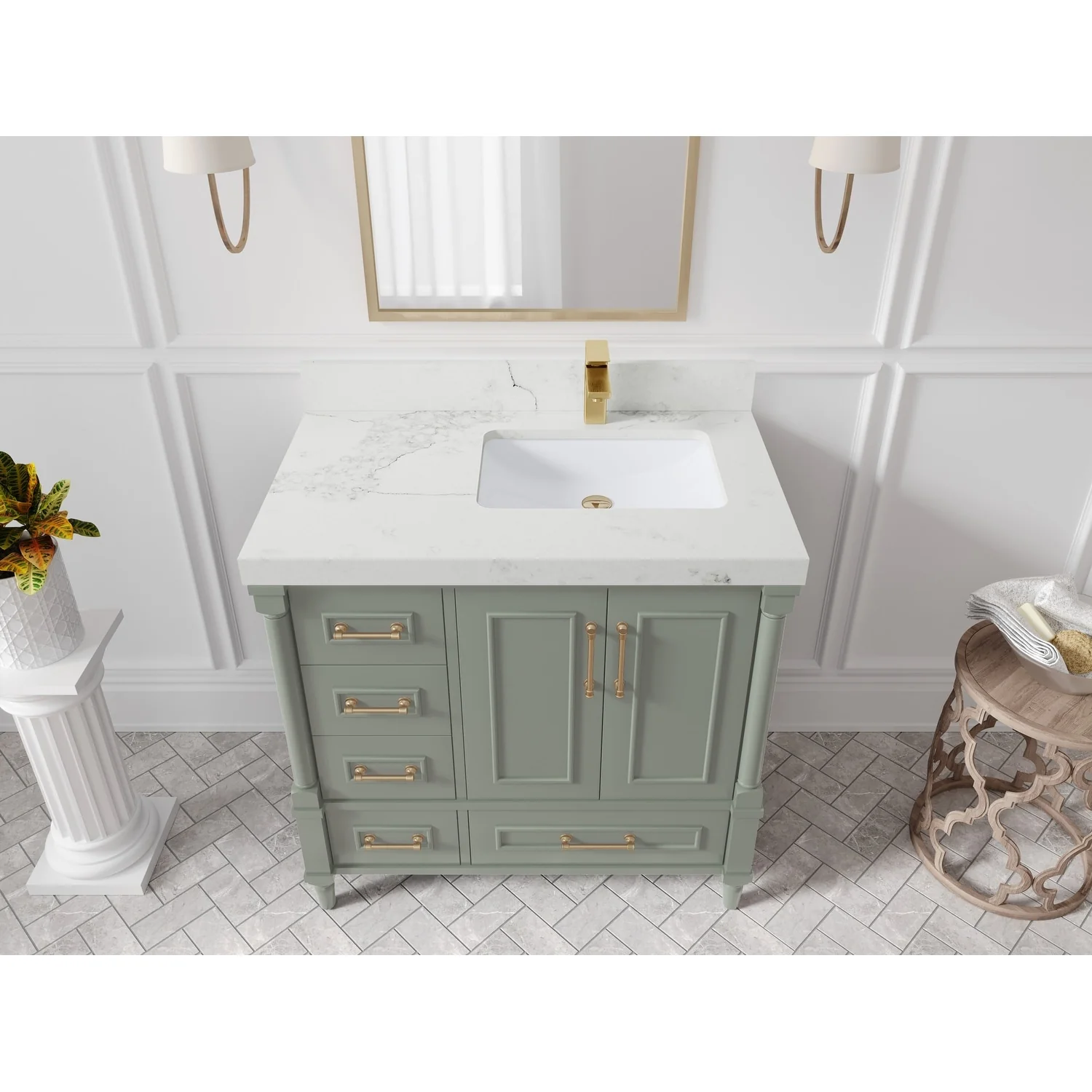 Willow Collections 36 in. W x 22 in. D Aberdeen Right Offset Sink Bathroom Vanity with Countertop