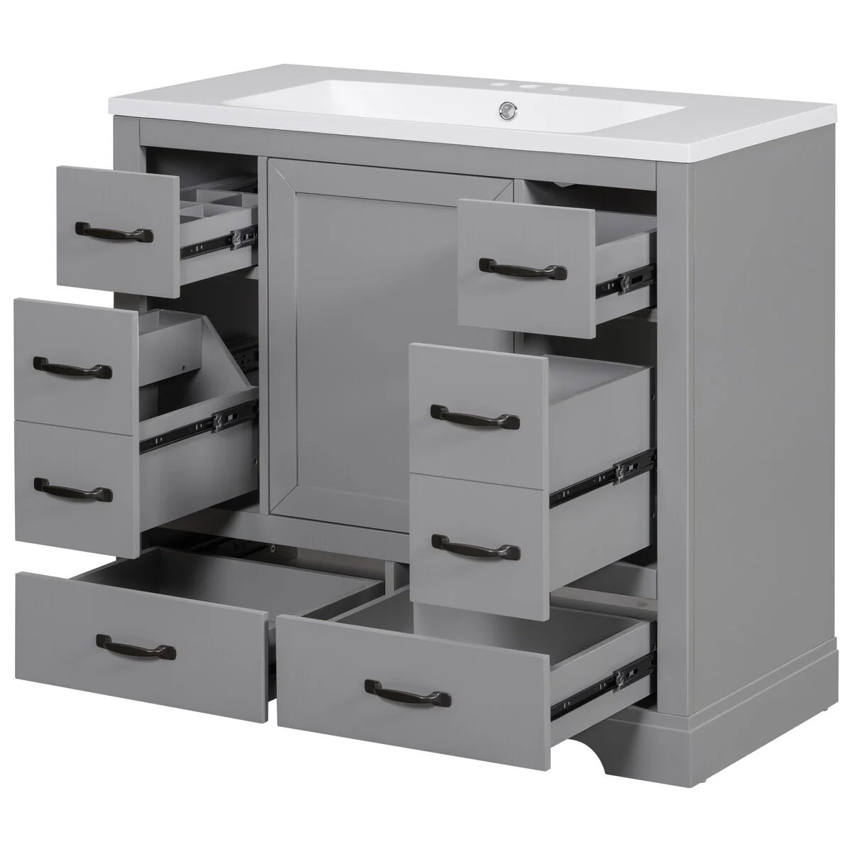 Bathroom Vanity Cabinet with Multi-Functional Drawer and Adjustable Shelf