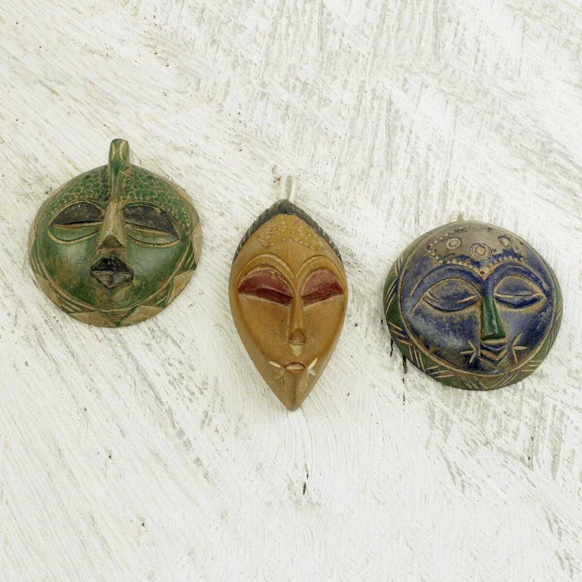 Novica Sefam (set of 3) African wood masks
