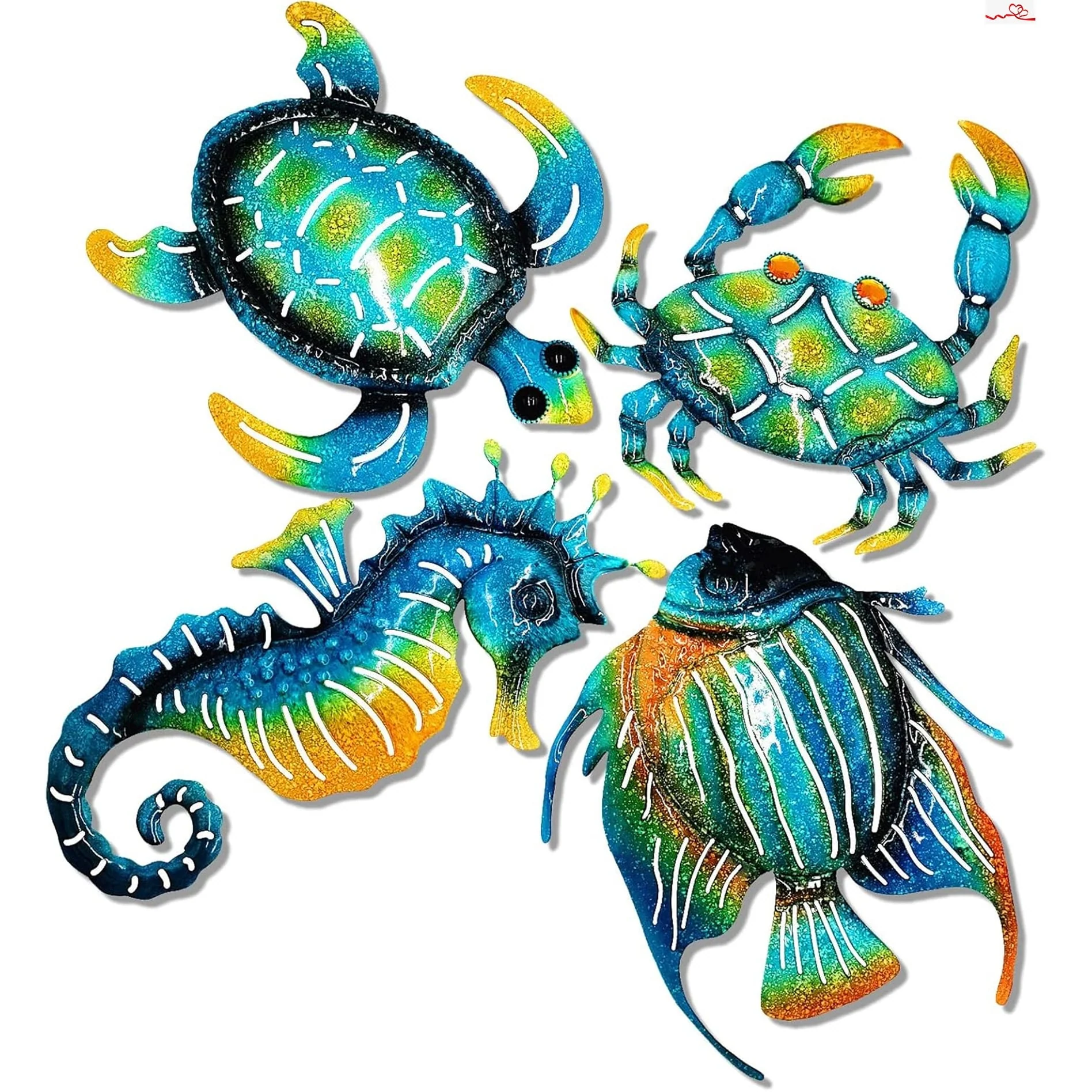 Set of 4 Metal Outdoor Wall Art Decor