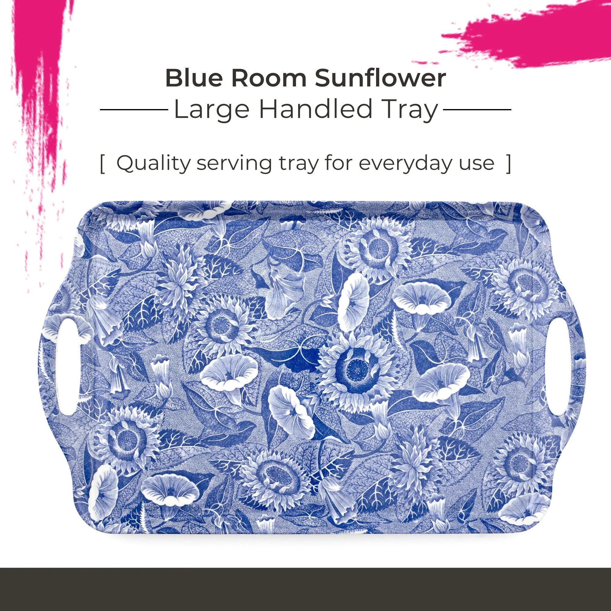 Pimpernel Blue Room Sunflower Large Melamine Handled Tray - 18.9