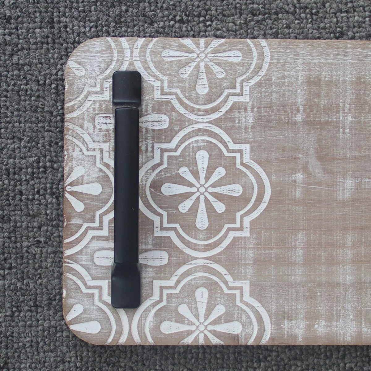 22.5inch Long Wooden Flat Tray with Metal Handle - 22.5 X 1.13