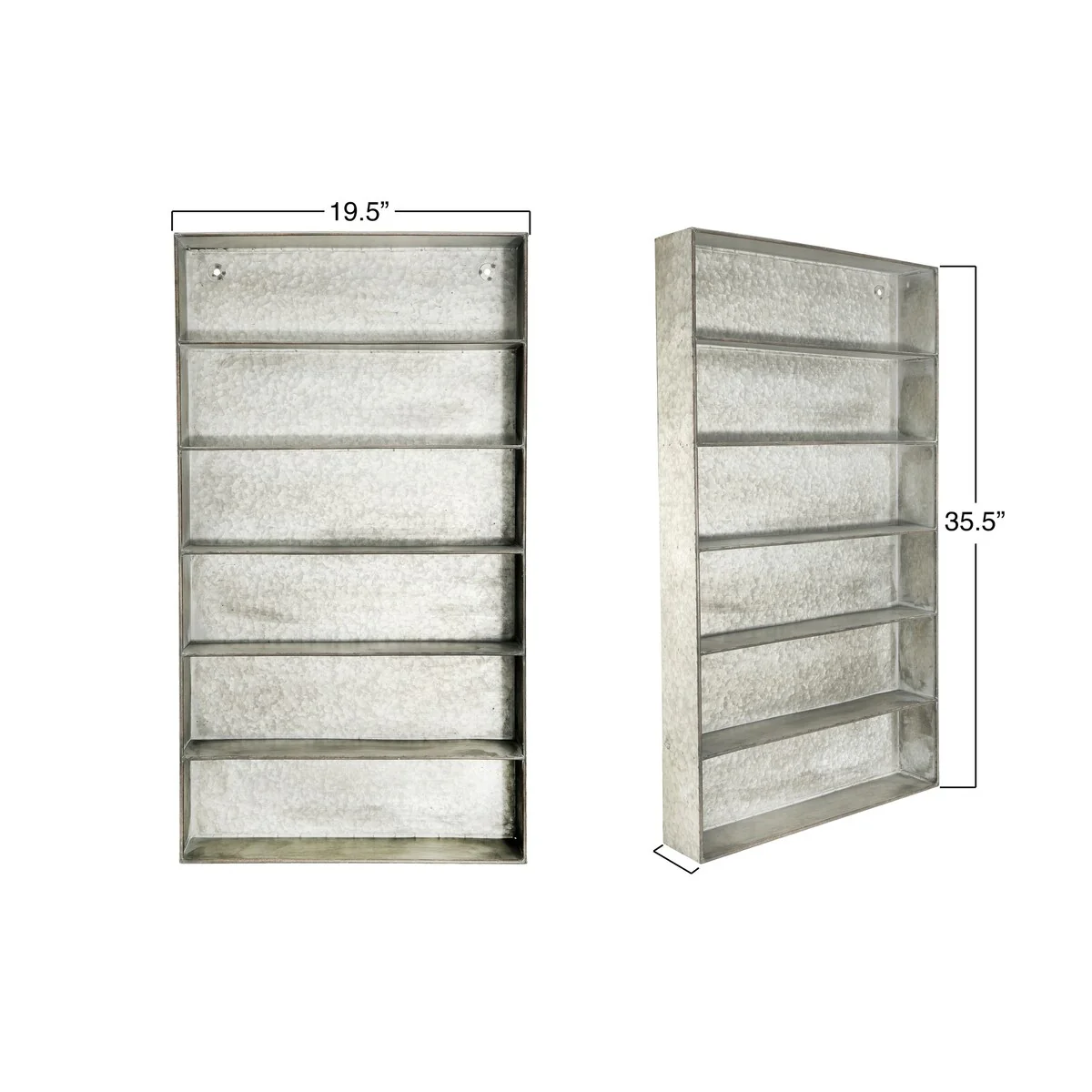 Distressed Grey Metal 6 Tier Wall Shelf