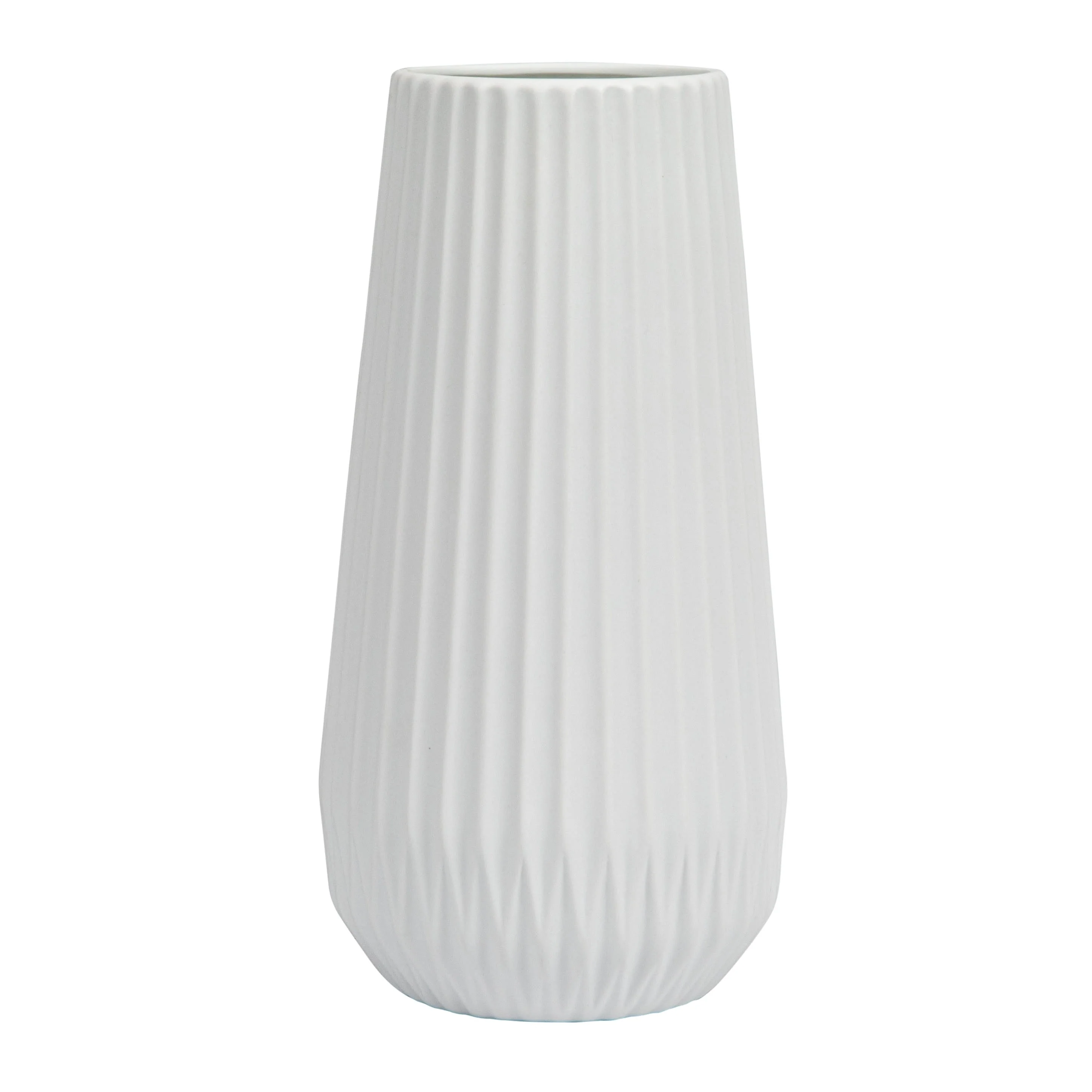 Stoneware Fluted Vase with Embossed Lines - 5.5