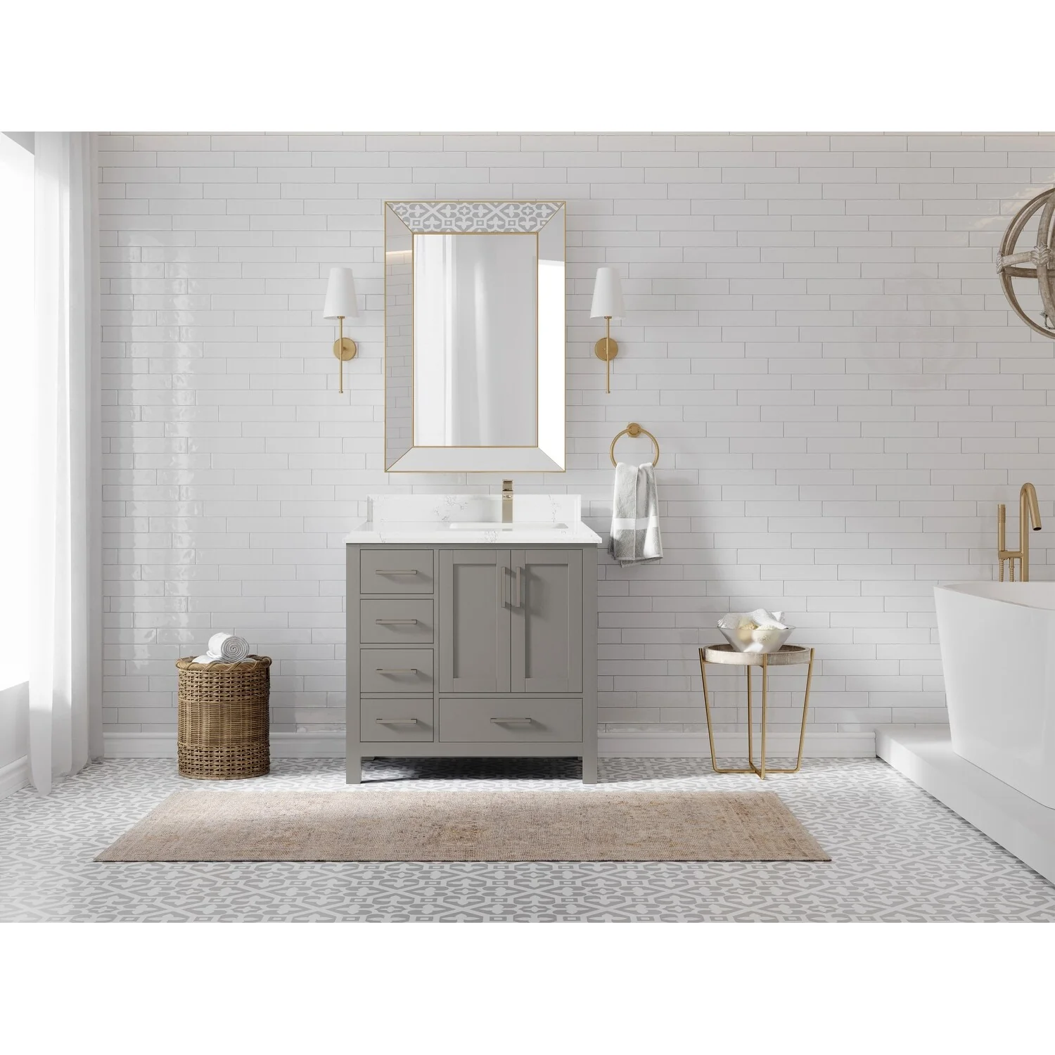 Willow Collections 36 in. W x 22 in. D Malibu Right Offset Sink Bathroom Vanity with Countertop