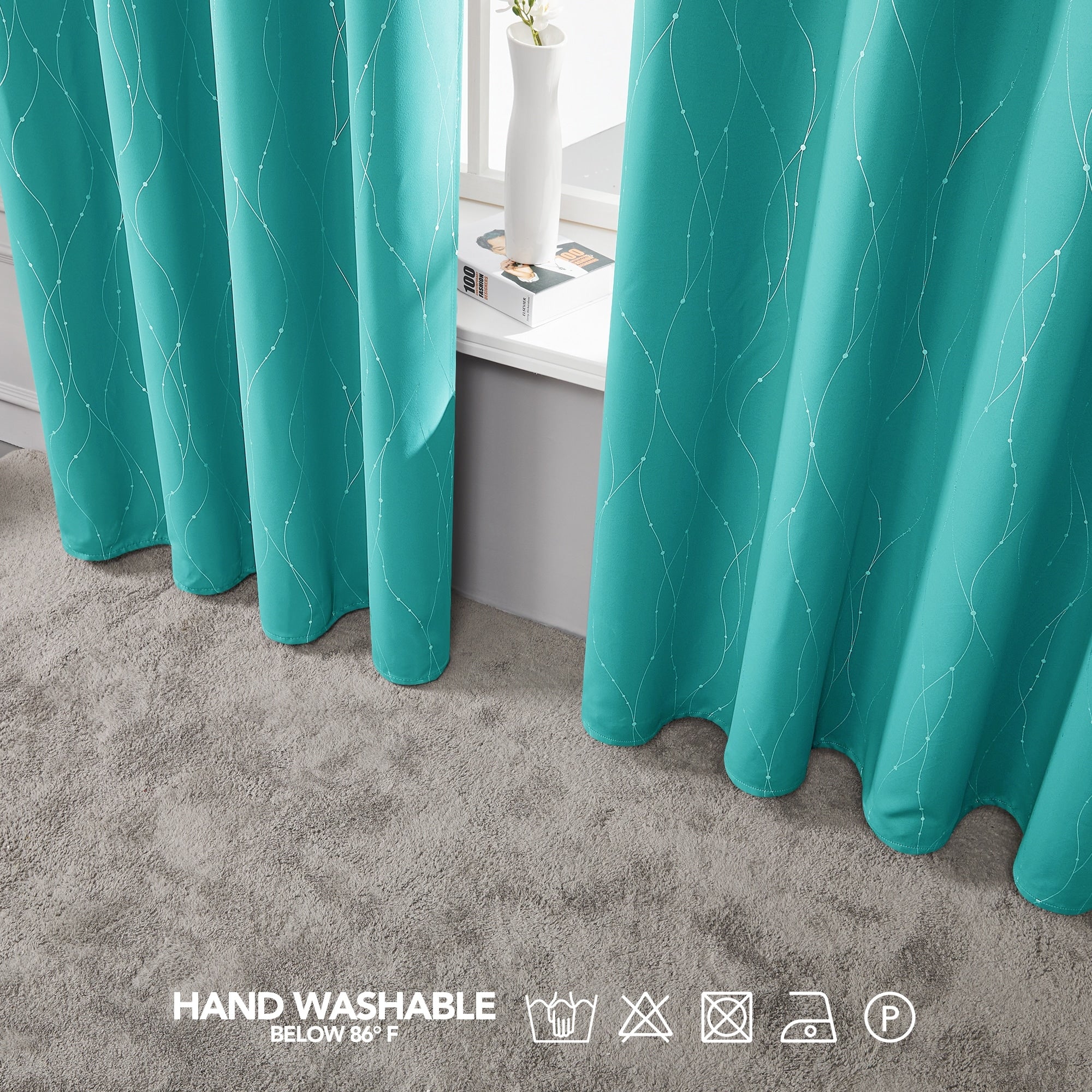 Deconovo Wave Line with Dots 52 Width Curtains Pair(2 Panel)