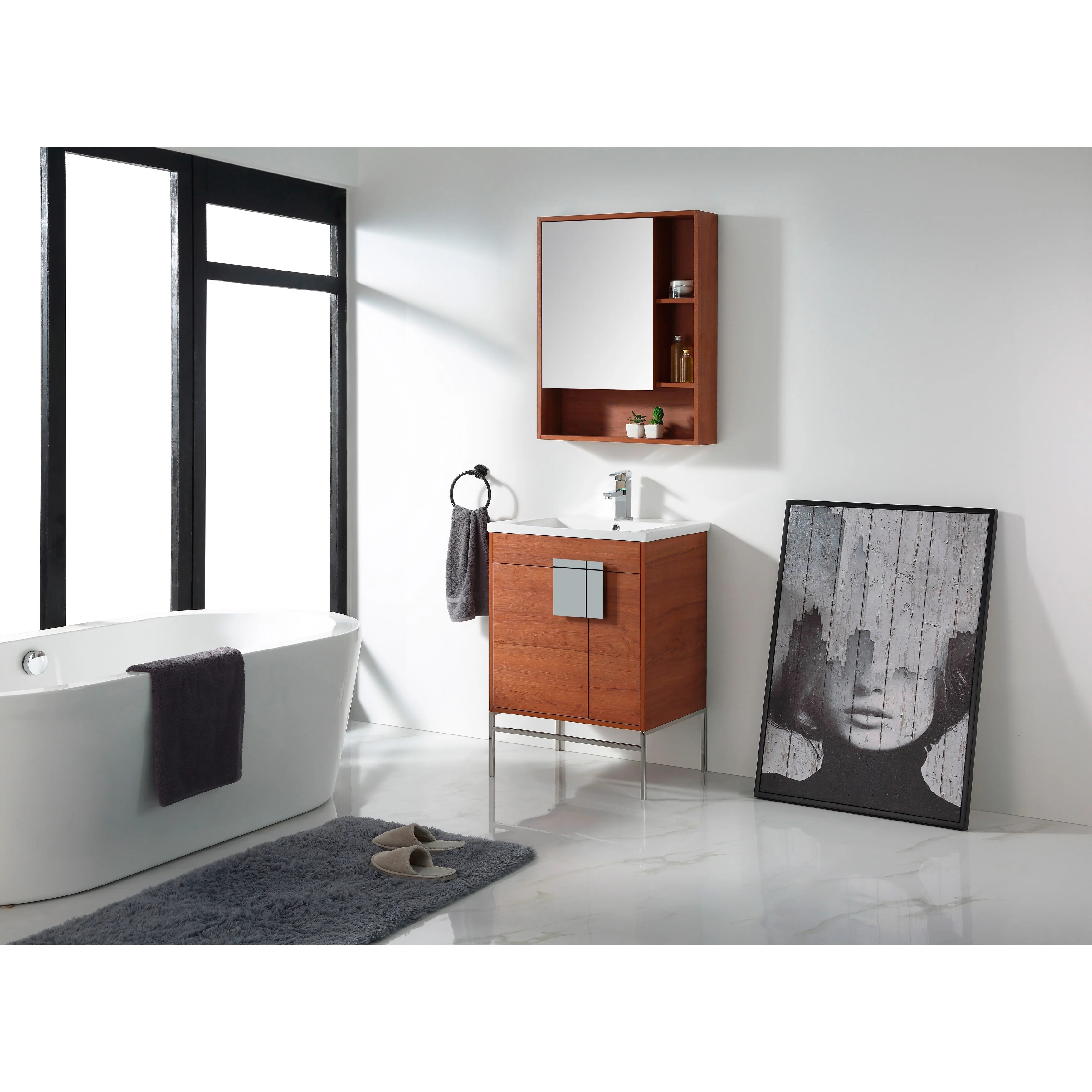 24-inch Modern Bathroom Vanity Set w/ Vitreous China Sink Top