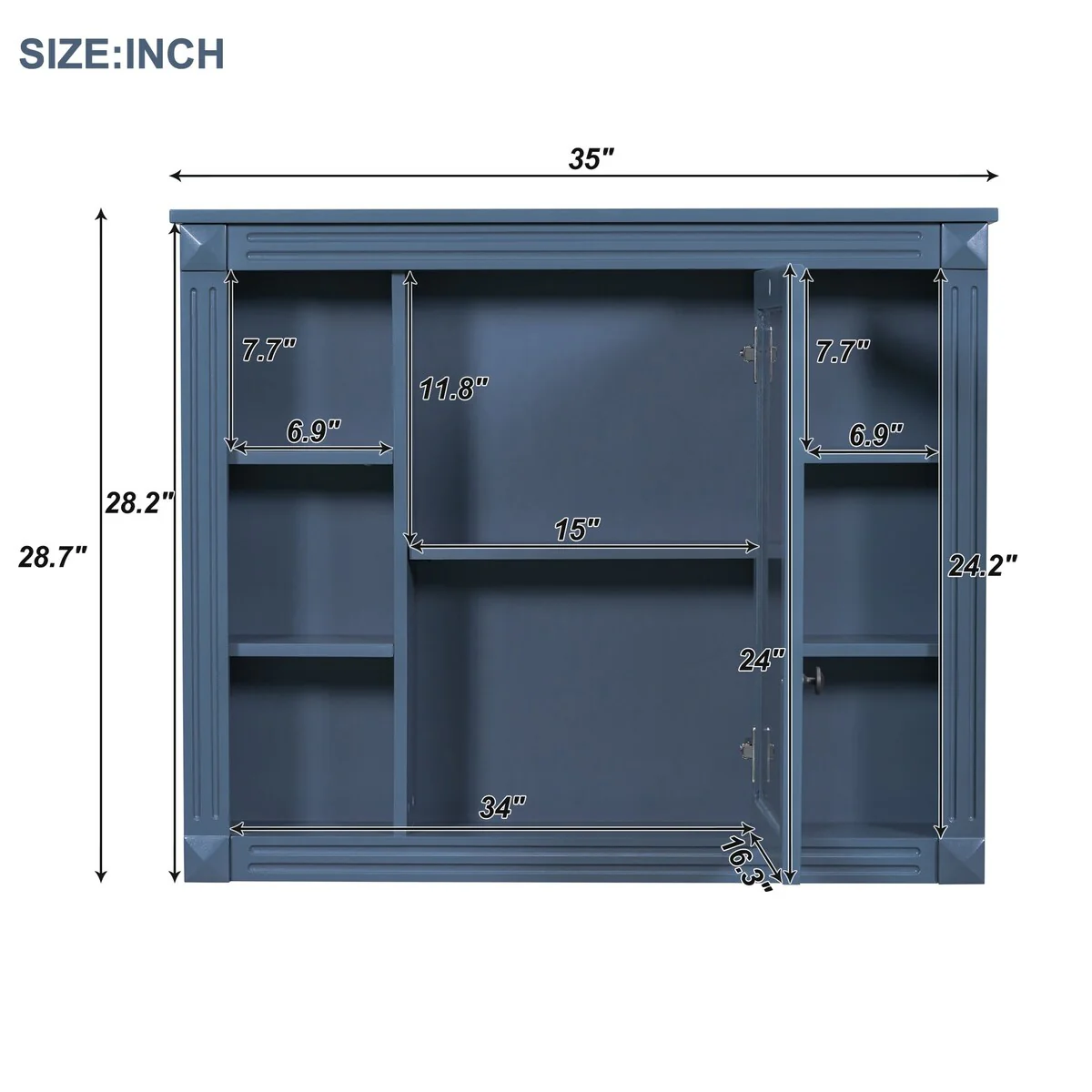 Wall Mounted Bathroom Storage Cabinet,Wall Cabinet with Mirror,Mirror Cabinet with 6 Open Shelves(Not Include Bathroom Vanity )