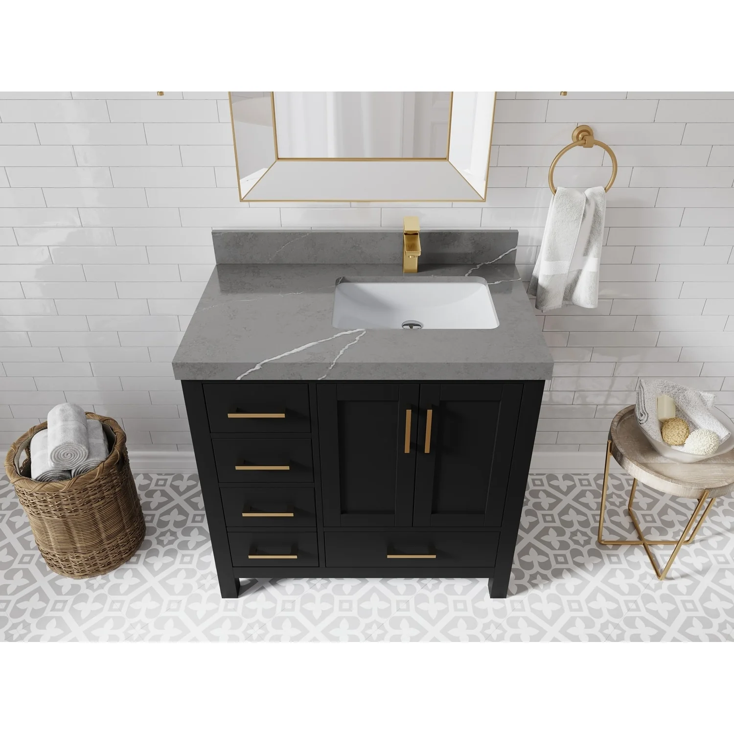 Willow Collections 36 in. W x 22 in. D Malibu Right Offset Sink Bathroom Vanity with Countertop