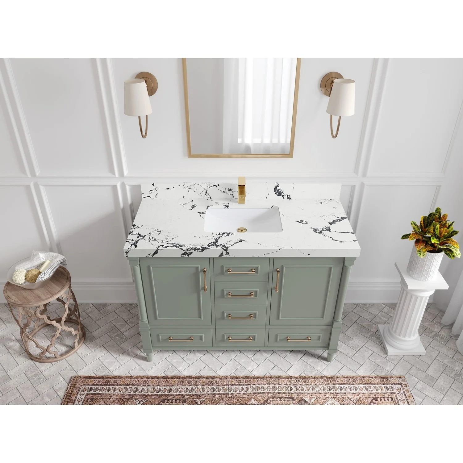 Willow Collections 48 in. W x 22 in. D Aberdeen Single Bowl Sink Bathroom Vanity with Countertop