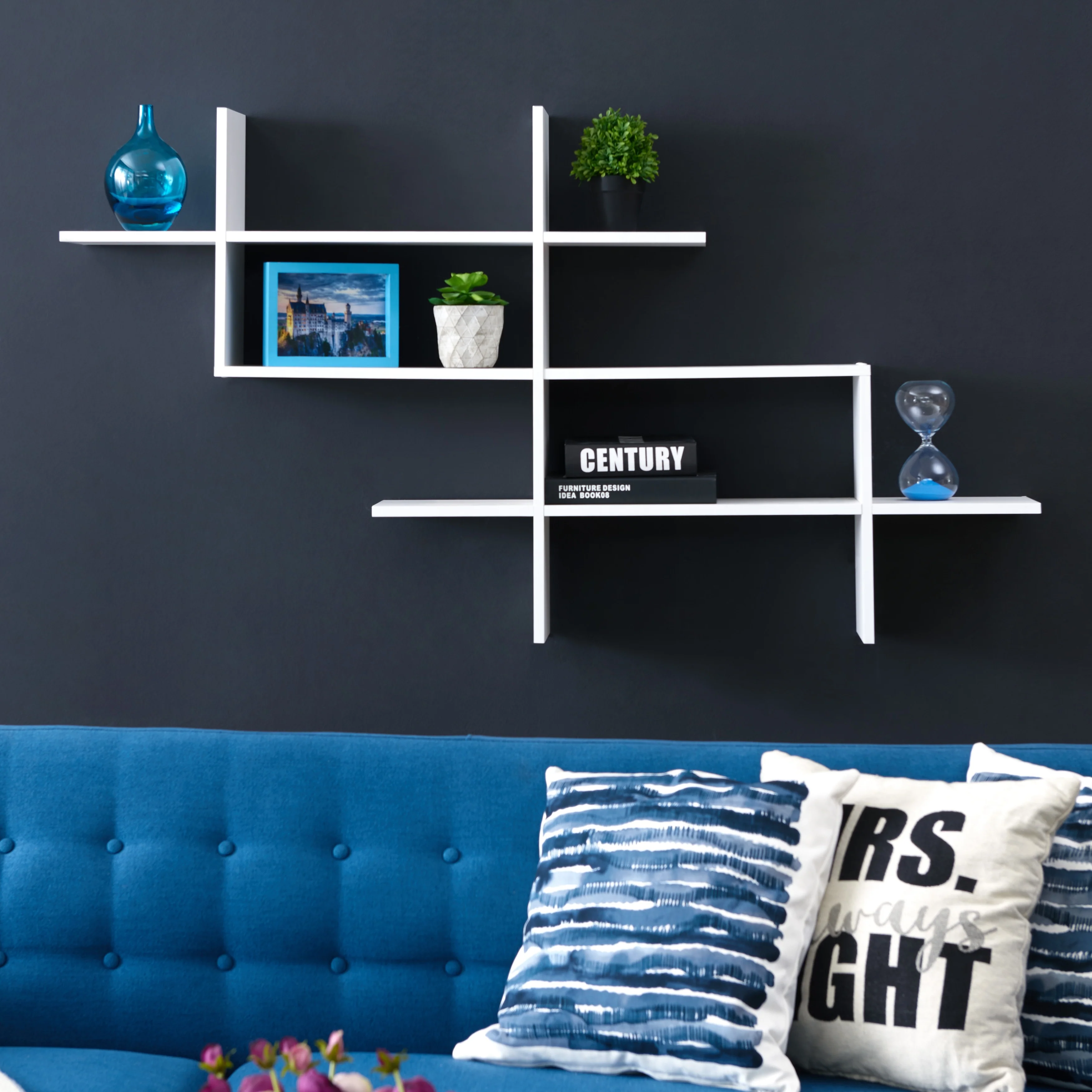 Danya B. 3-Tier Wall Mount Ladder Shelf with Criss Cross Design