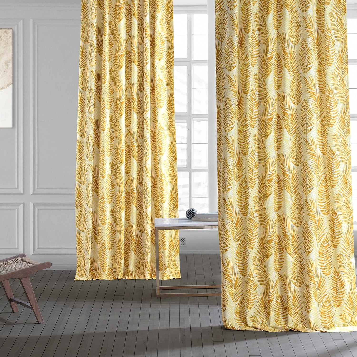 Exclusive Fabrics Ginsberg Modern Botanical Printed Cotton Room Darkening Curtains - Single Panel (1 Panel)