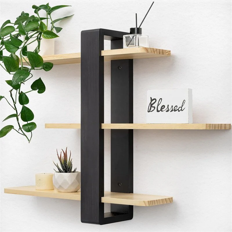 Wall Mounted Shelving Unit All Pine Wood 3 Tier Large Shelf