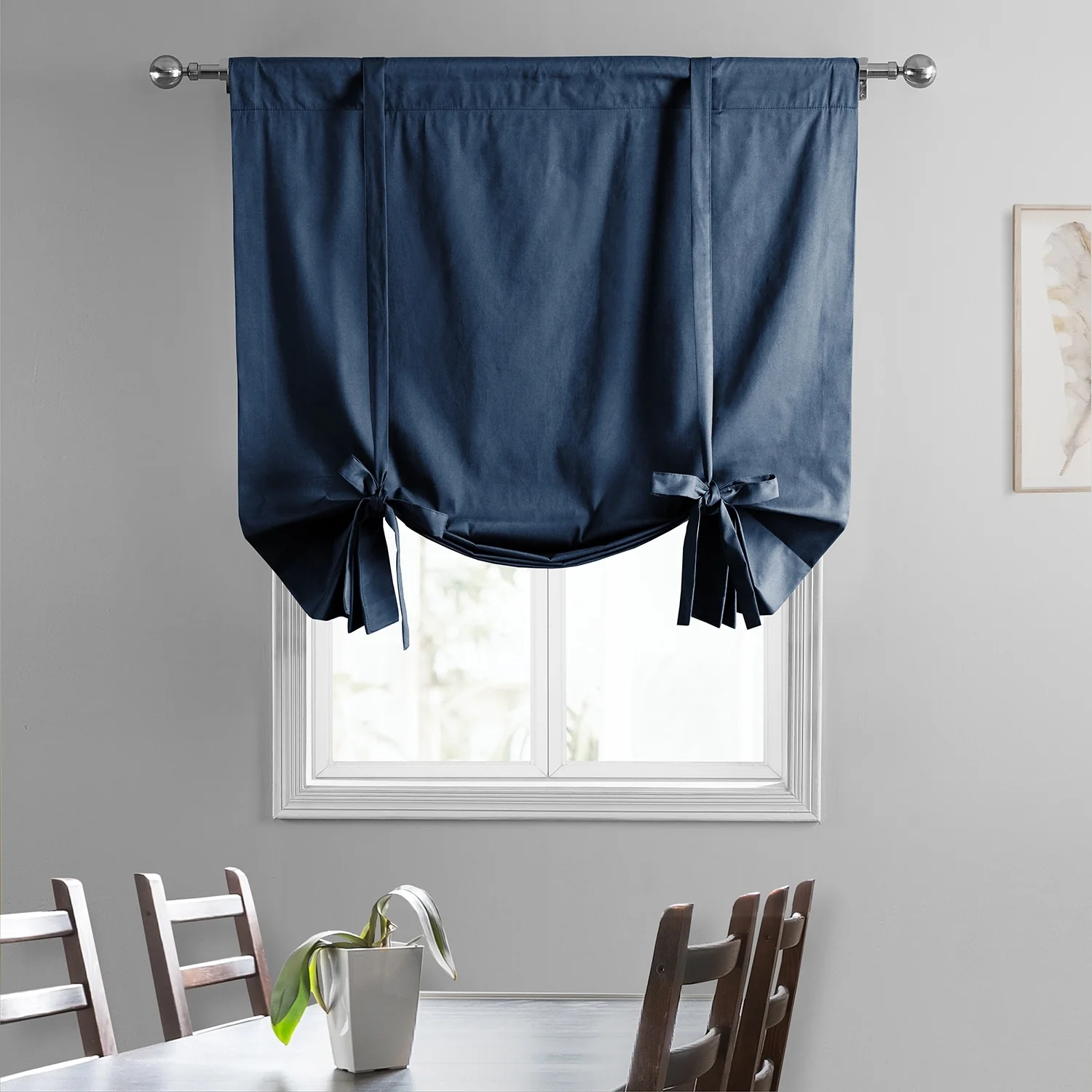 Exclusive Fabrics Solid Blackout Cotton Tie-Up Window Shade (1 Panel)