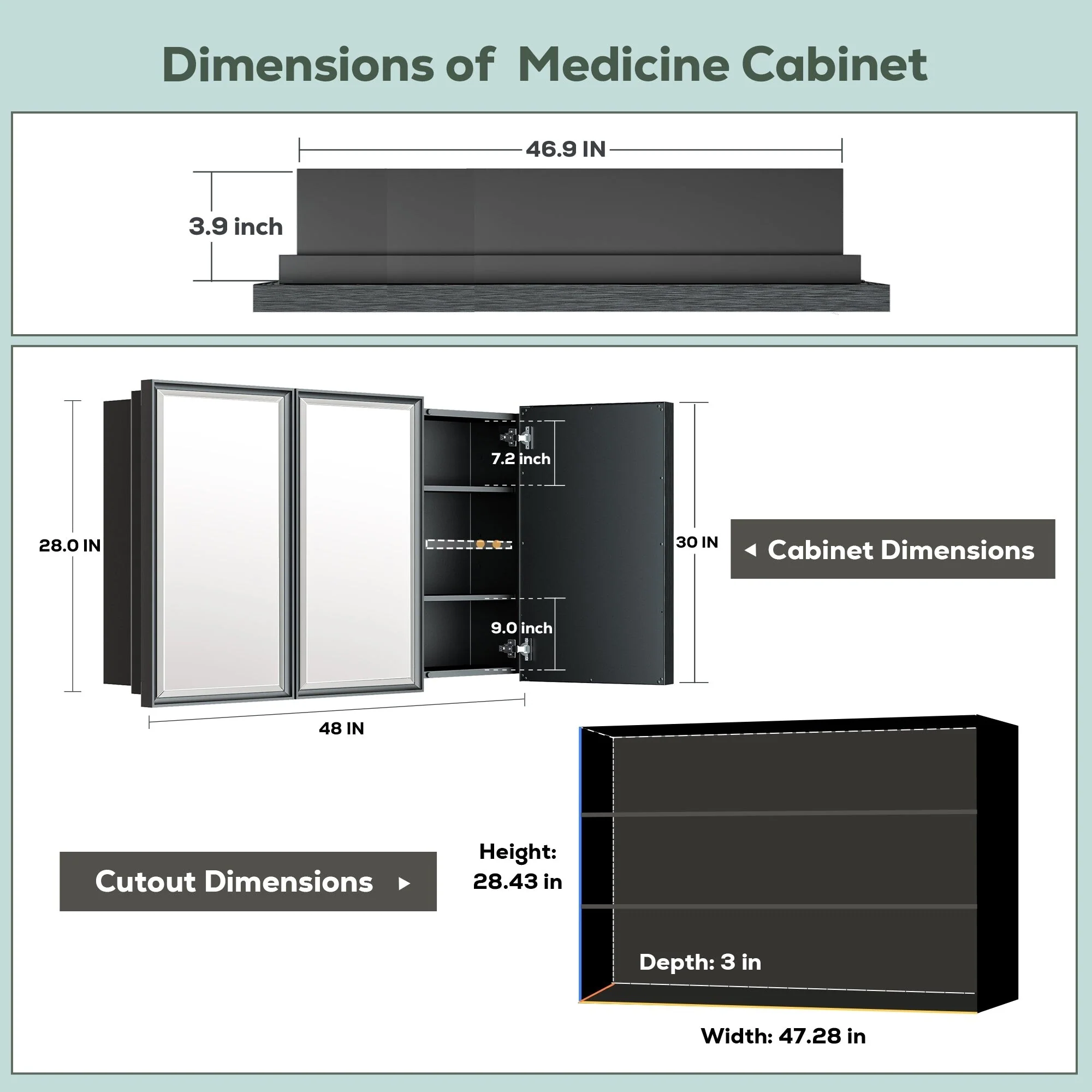 TokeShimi Medicine Cabinets for Bathroom with Mirror, Beveled Framed