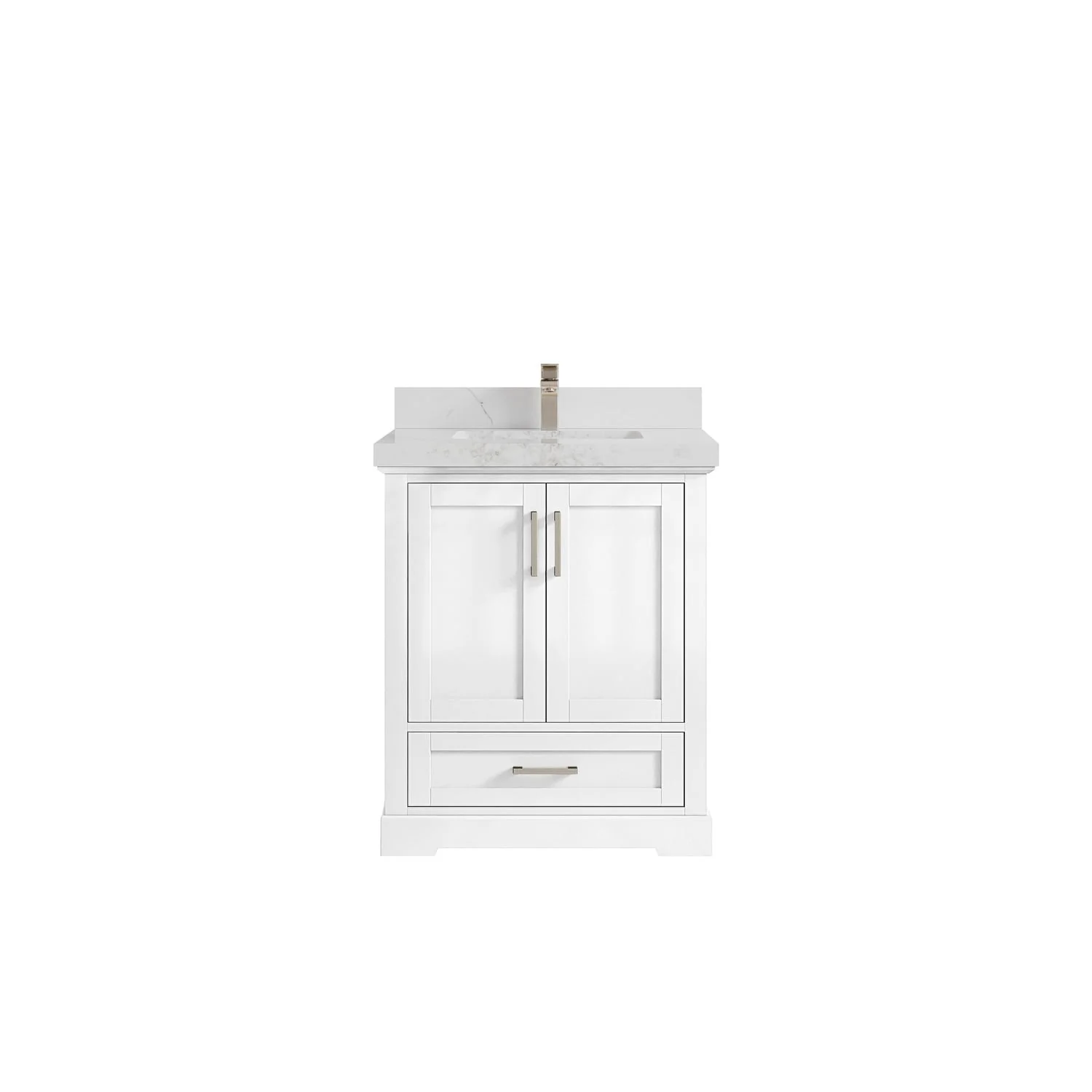 Willow Collection 30 in W x 22 in D x 36 in H Reeded Boston Single Bowl Sink Bathroom Vanity with Quartz or Marble Countertop