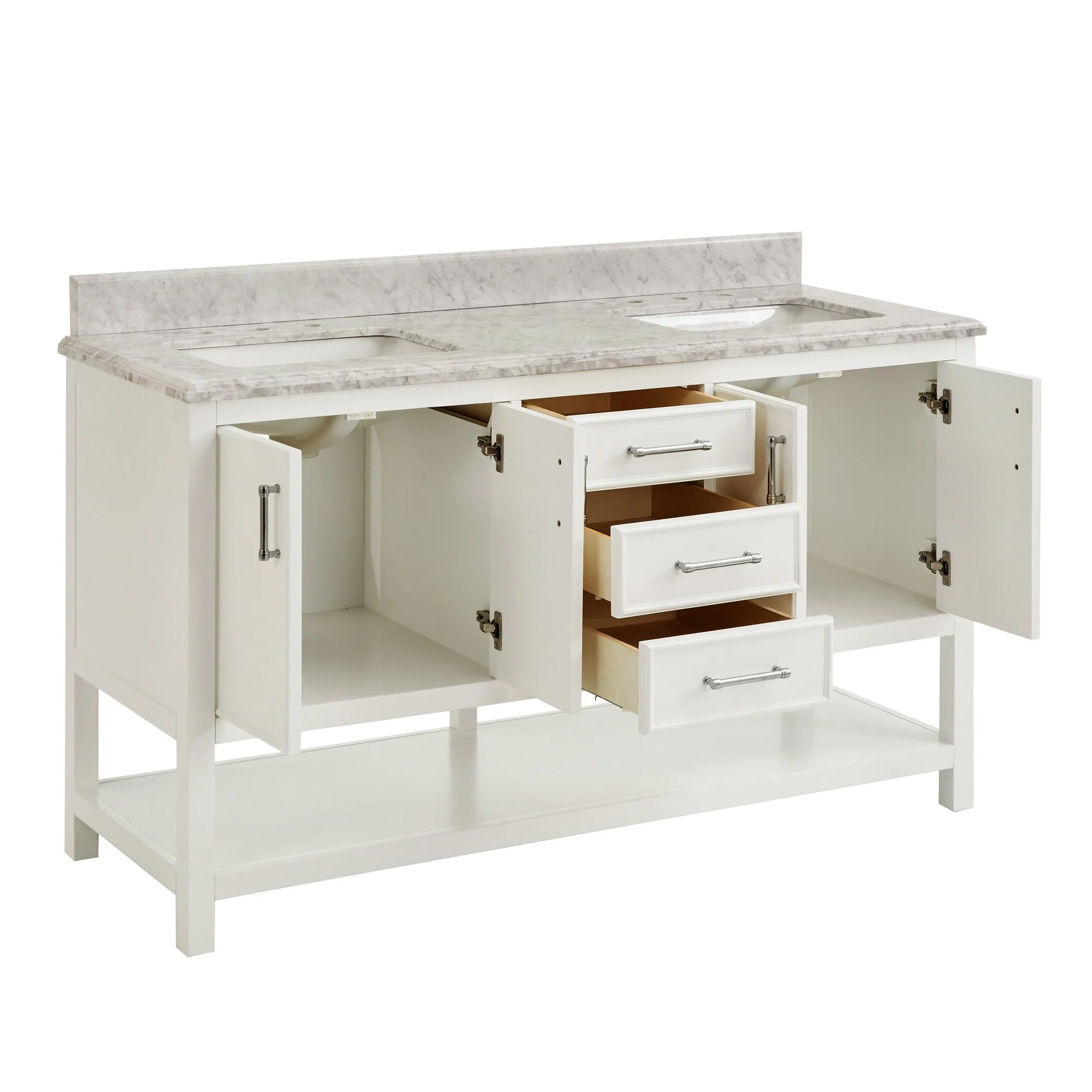 Lilleham Bathroom Sink Vanity with White Marble Veneer Stone Top by iNSPIRE Q Classic