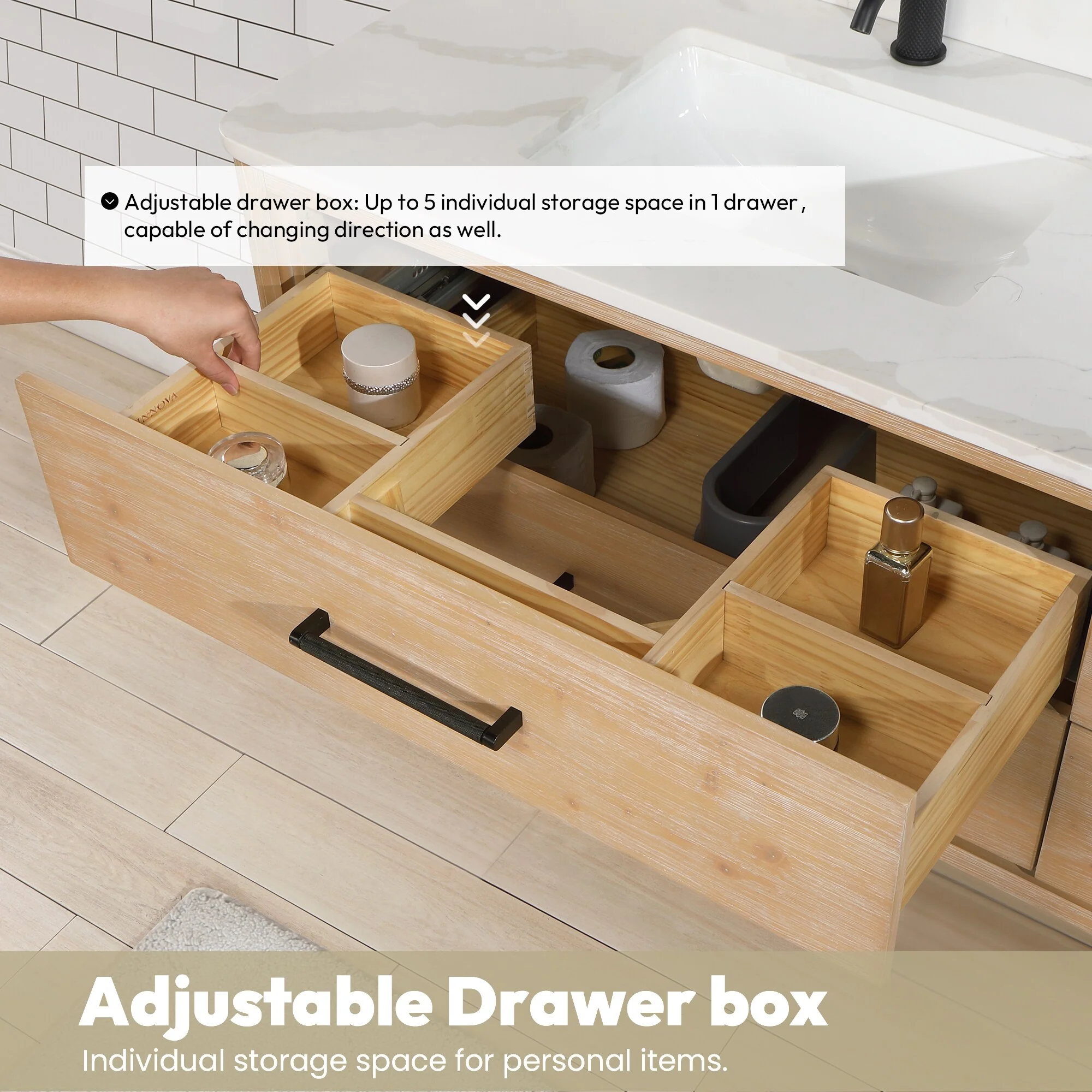 Cristo Floating Bath Vanity with White Quartz Stone Top and Mirror