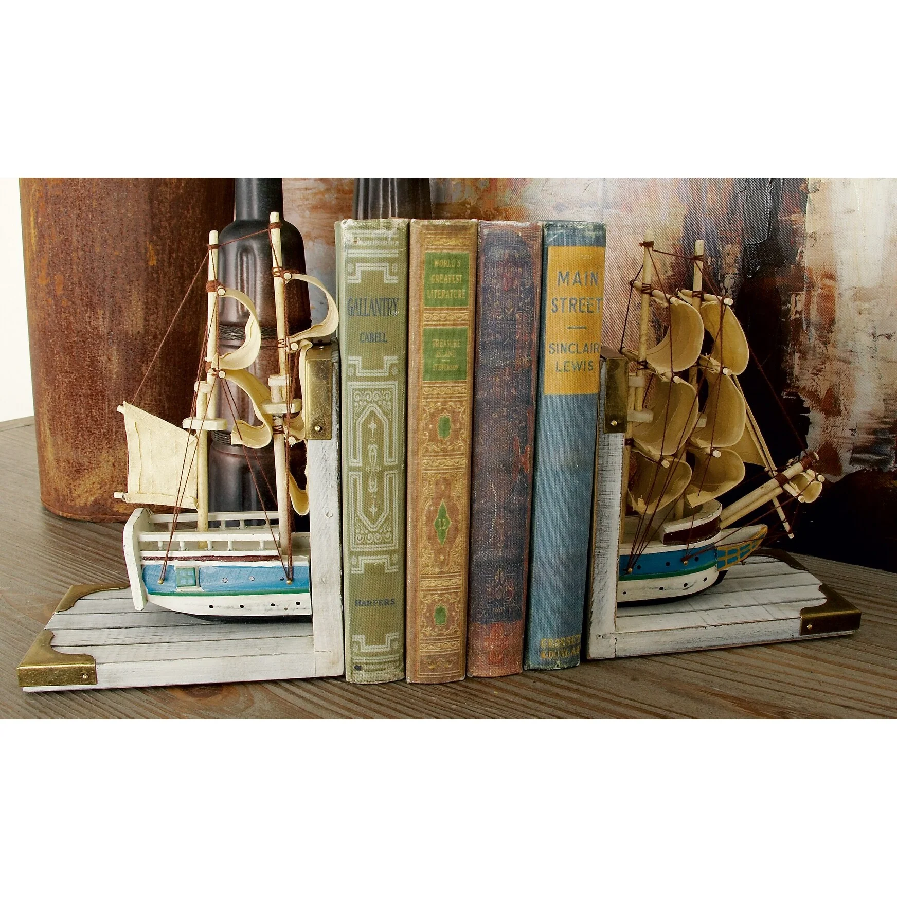 White Pine Coastal Bookends Boats and ships (Set of 2)