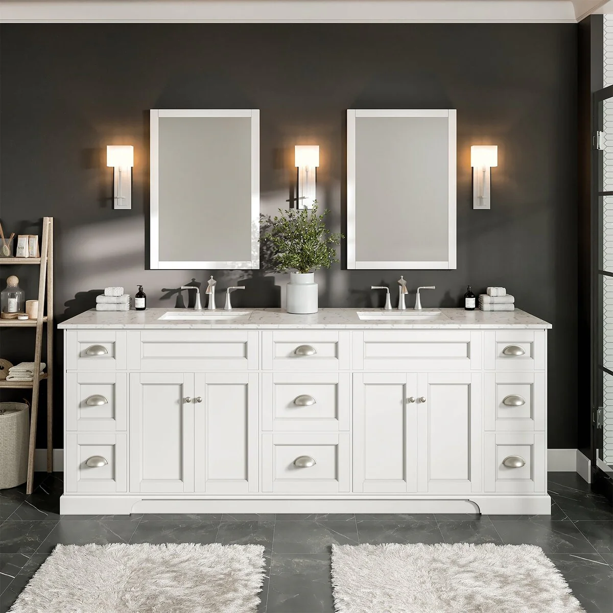 EVIVA Epic 84 Inch Transitional White Vanity