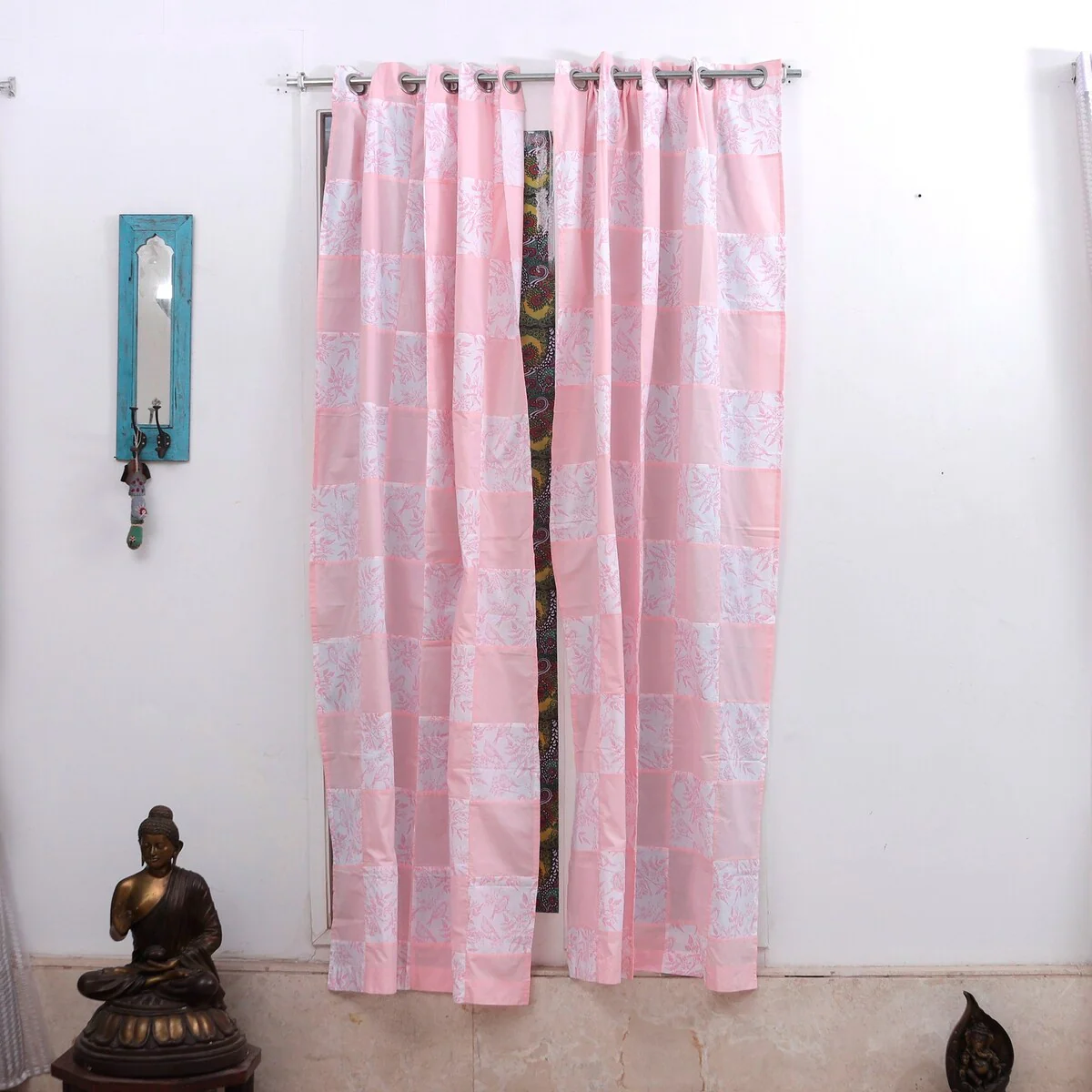 Novica Handmade Checkered Spring Cotton Curtains (Pair)