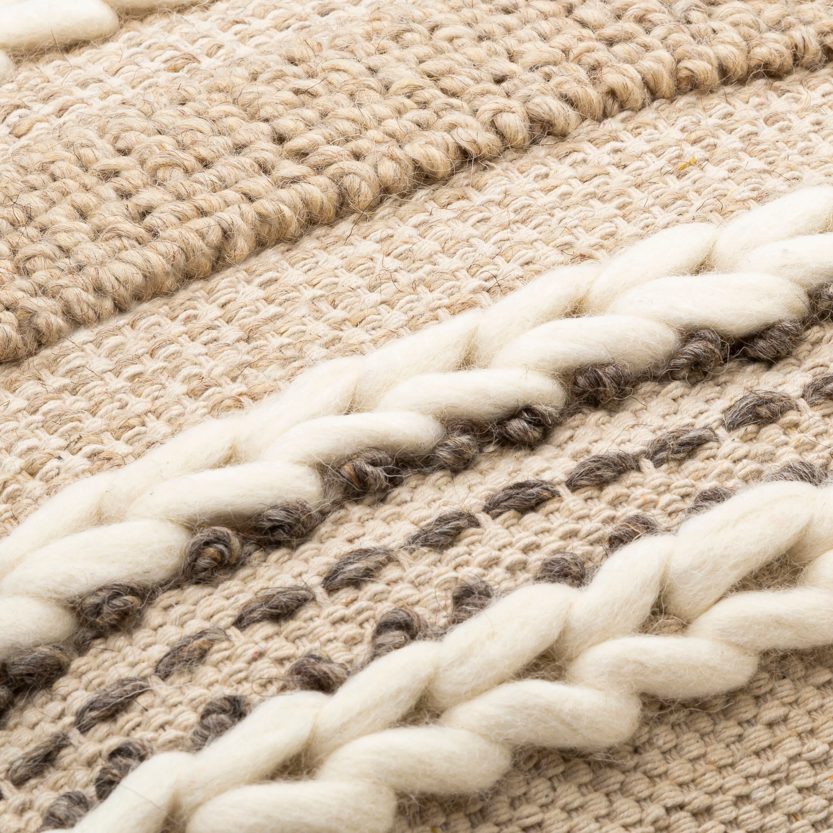 Goa Taupe Bohemian Tassel Wool Throw Pillow Cover (20