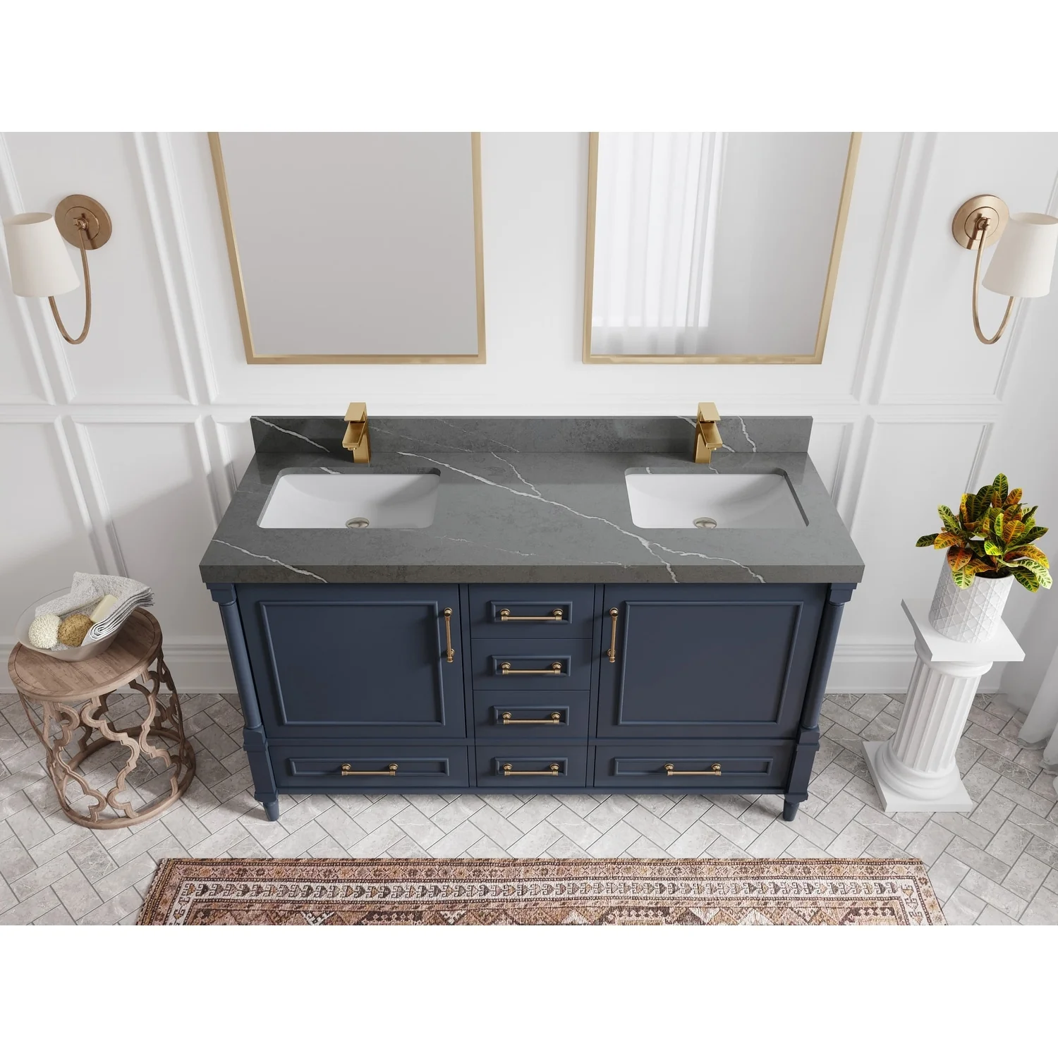 Willow Collections 60 in. W x 22 in. D Aberdeen Double Sink Bathroom Vanity with Countertop