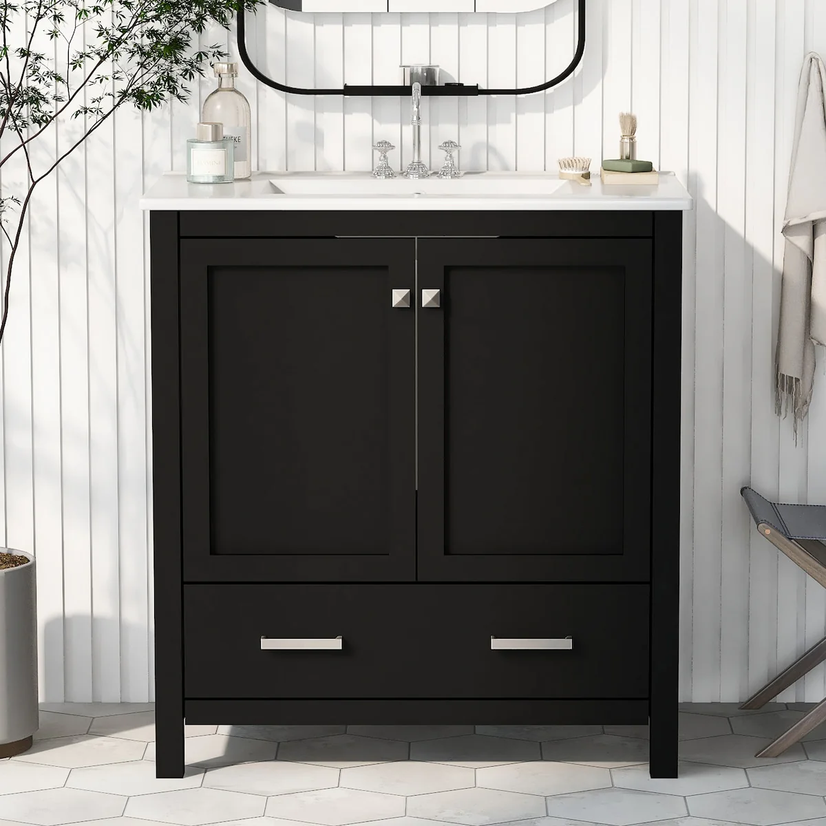 Bathroom Vanity with Single Sink, 2 Soft Closing Doors and 1 Drawer