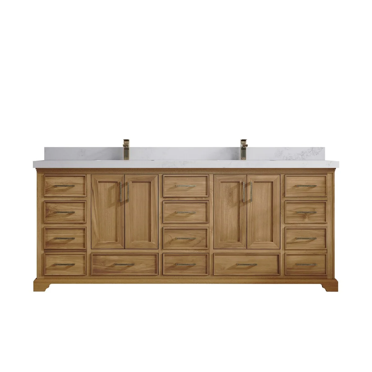 Willow Collections 84 in. W x 22 in. D Charlotte Teak Double Sink Bathroom Solid Teak Vanity with Countertop