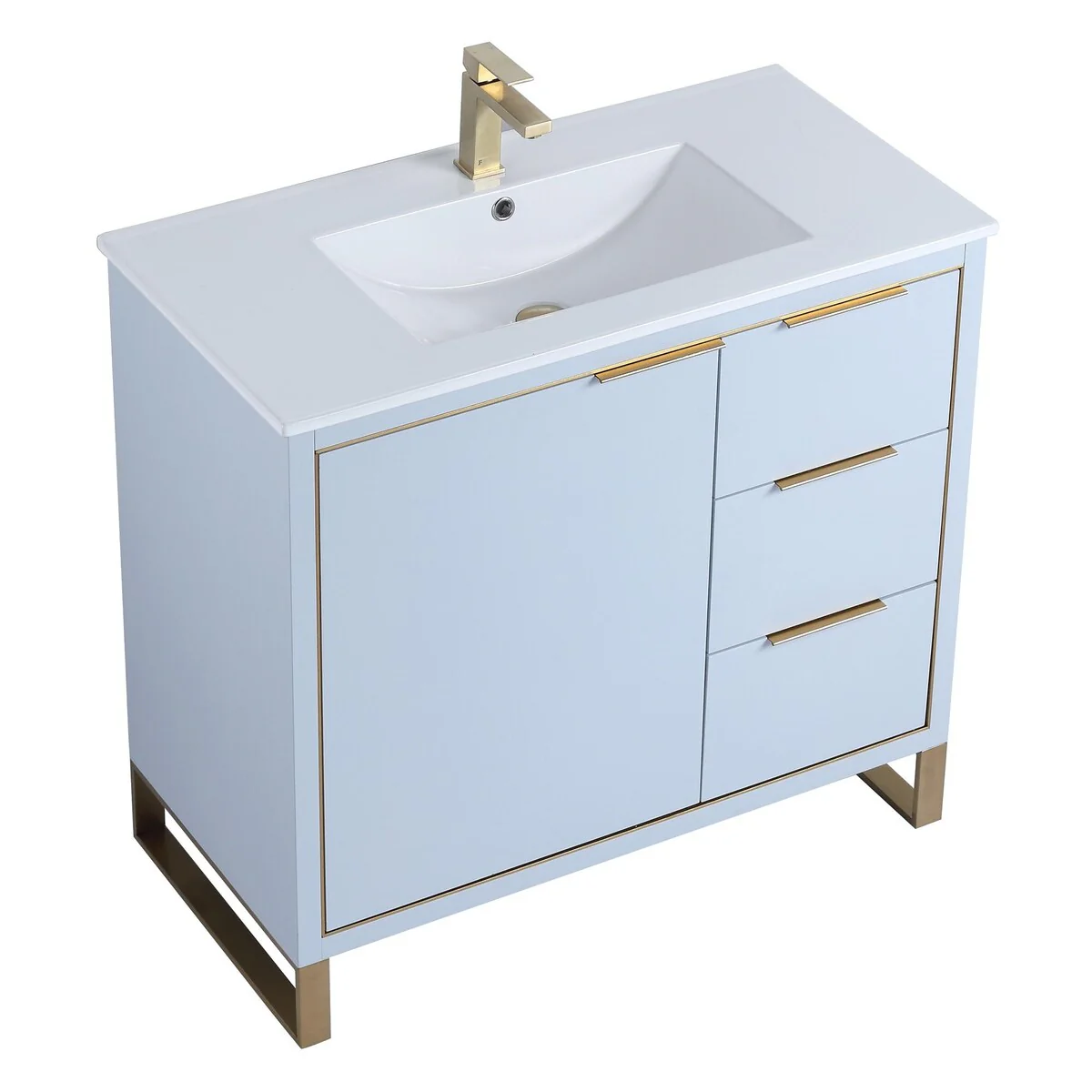 Fine Fixtures Opulence Collection Bathroom Vanity with White Ceramic Sink
