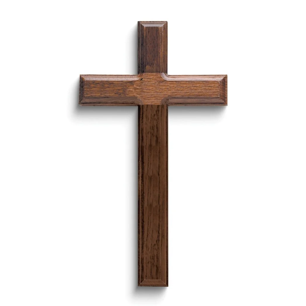 Curata 10.5 Inch Walnut Beveled Wood Cross