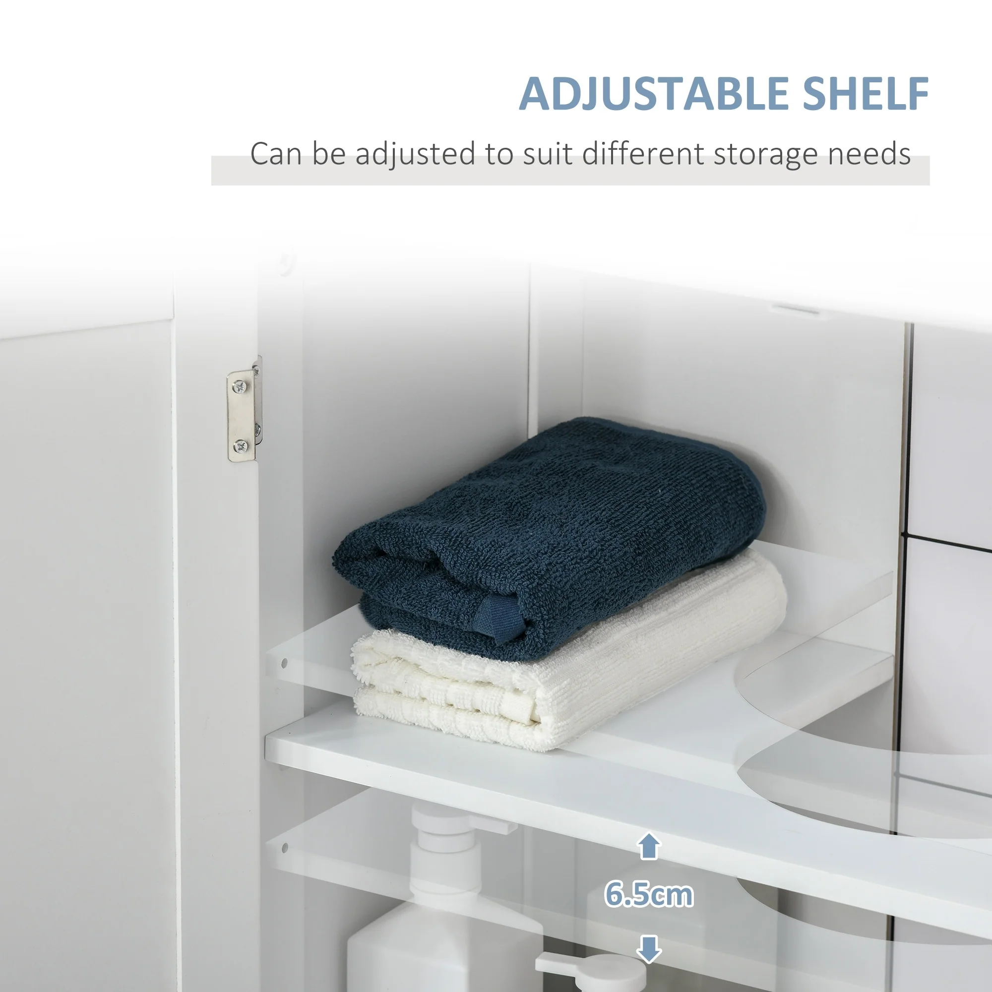 kleankin Vanity Base Cabinet, Under-Sink Bathroom Cabinet Storage with U-Shape Cut-Out, White and Grey