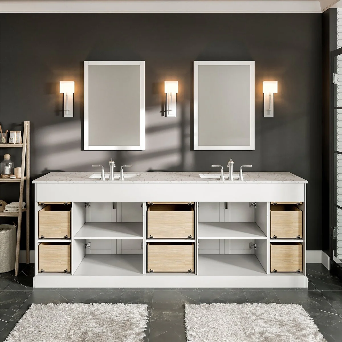 EVIVA Epic 84 Inch Transitional White Vanity