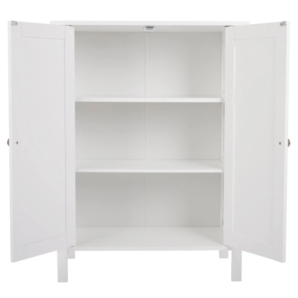 White Double Doors Adjustable Freestanding Bathroom Cabinet - 23.62