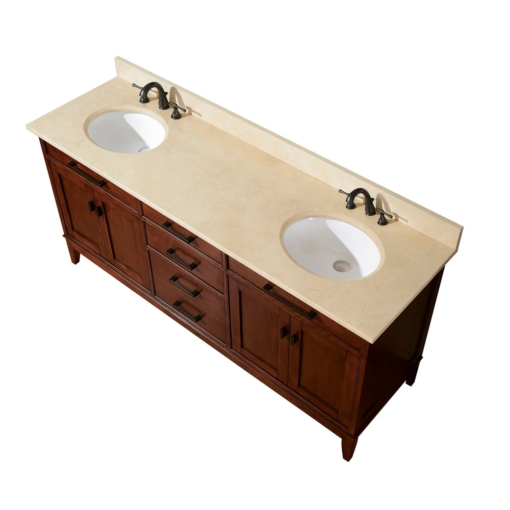 Avanity Madison 72-inch Double Vanity in Tobacco Finish with Dual Sinks and Top
